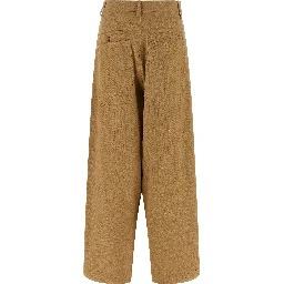 Beige Cotton Casual Pants