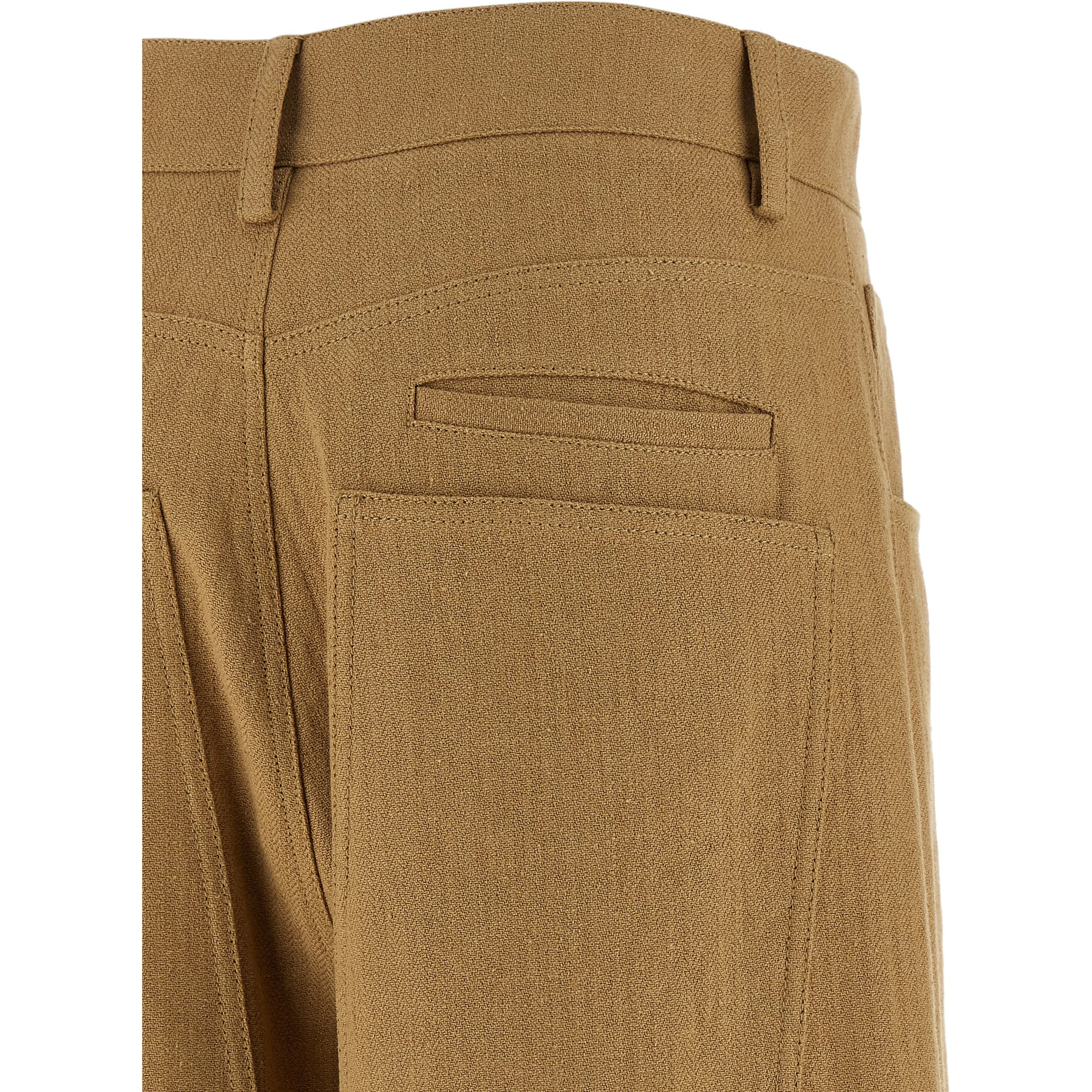 Beige Cotton Casual Pants