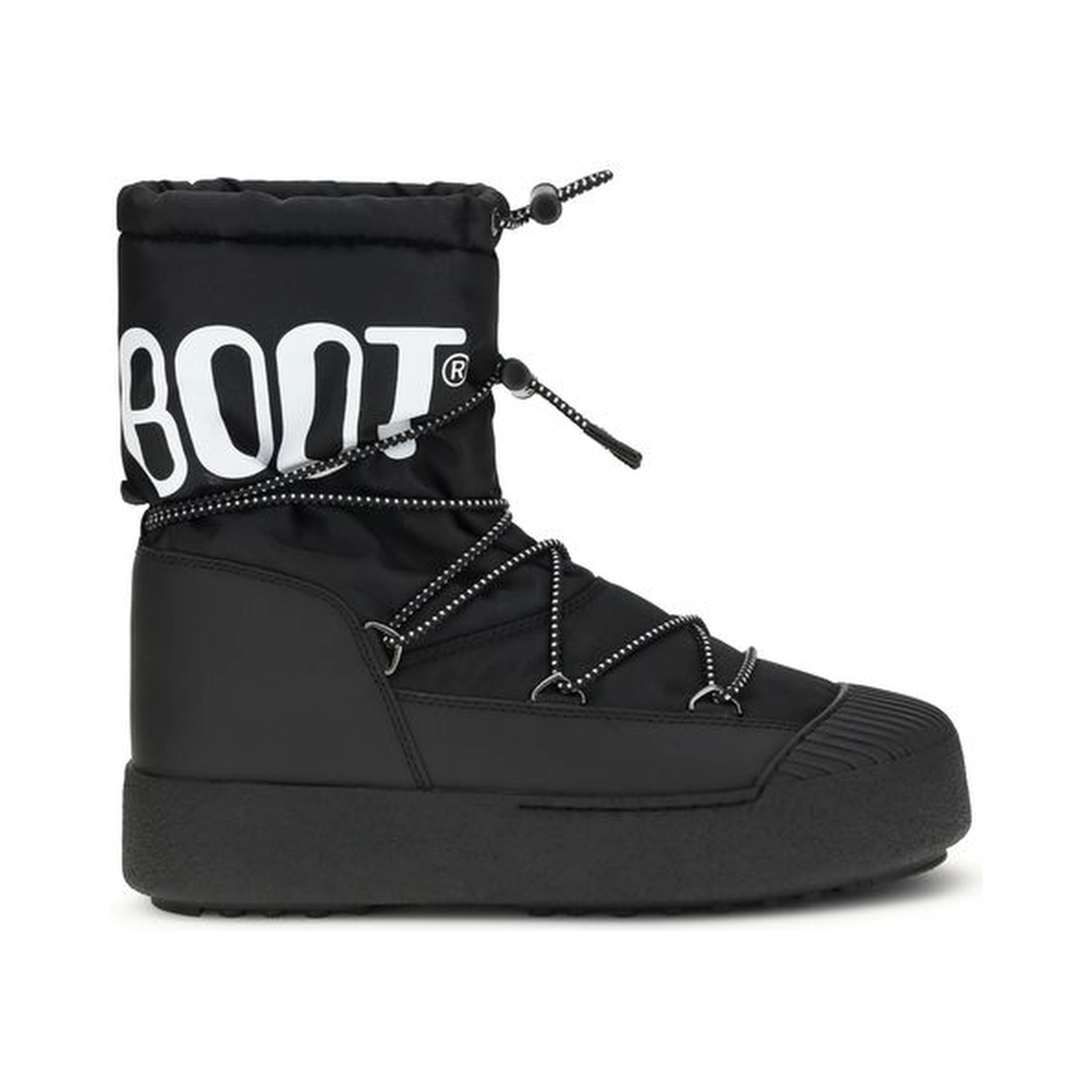 Black Nylon Lace-Up Boots