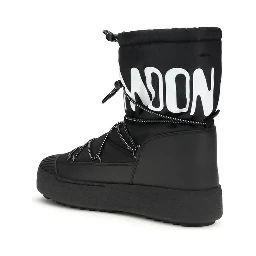 Black Nylon Lace-Up Boots