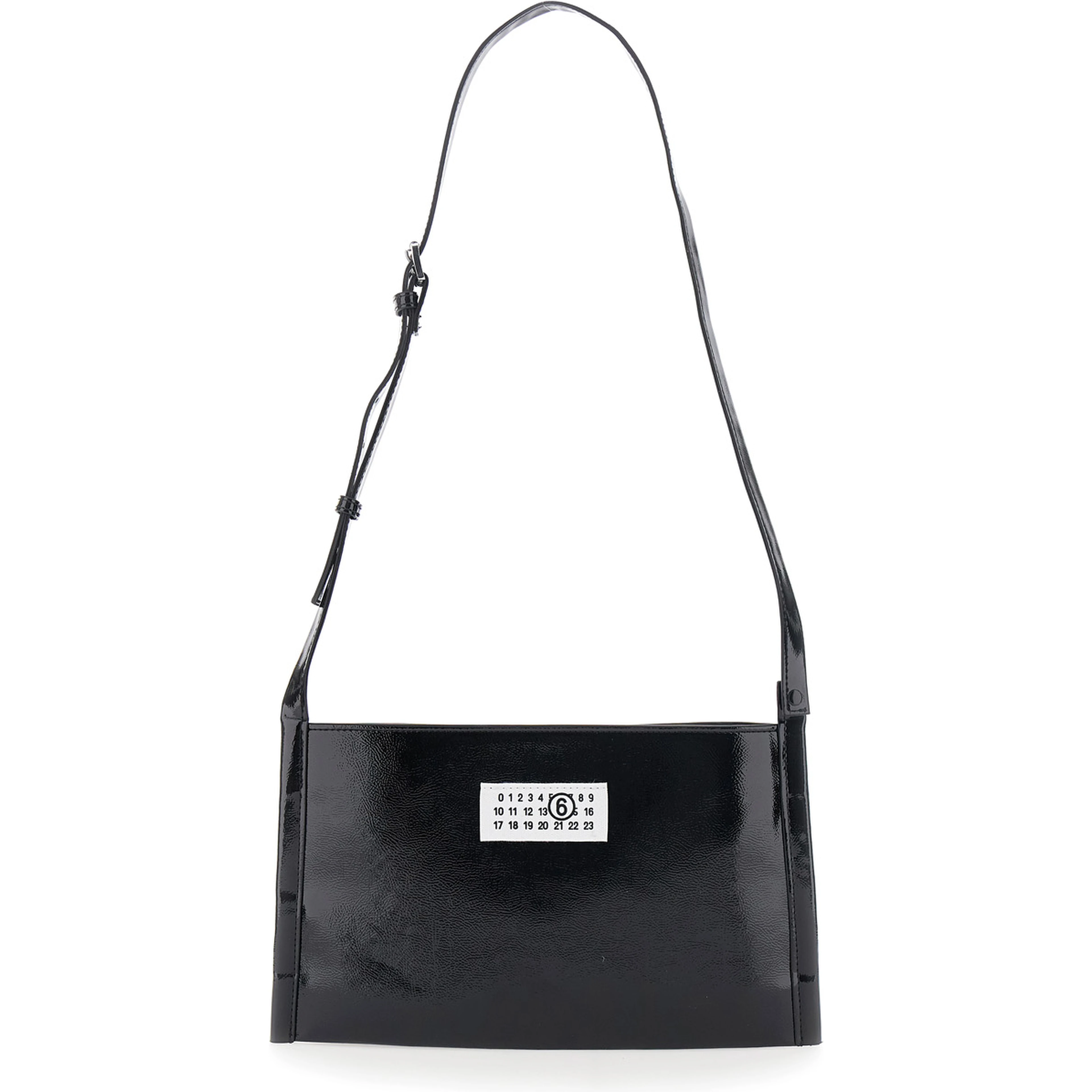 Black Crossbody bag with Adjustable Strap and Numeric Logo Patch on the Front in Tech Fabric Girl