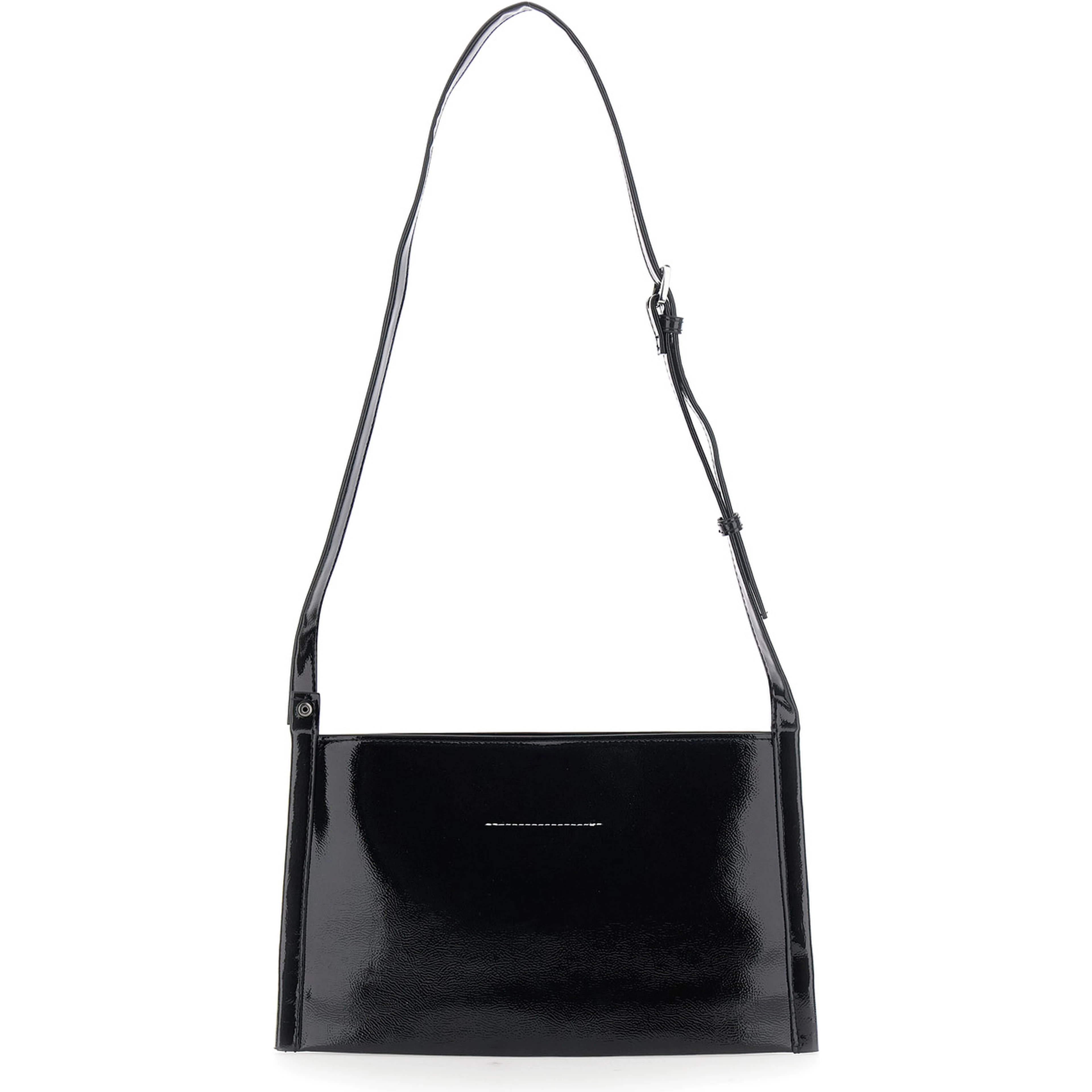 Black Crossbody bag with Adjustable Strap and Numeric Logo Patch on the Front in Tech Fabric Girl