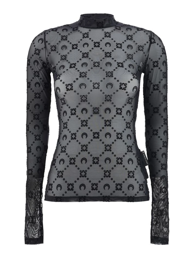 Black Polyamide Pattern Shirt