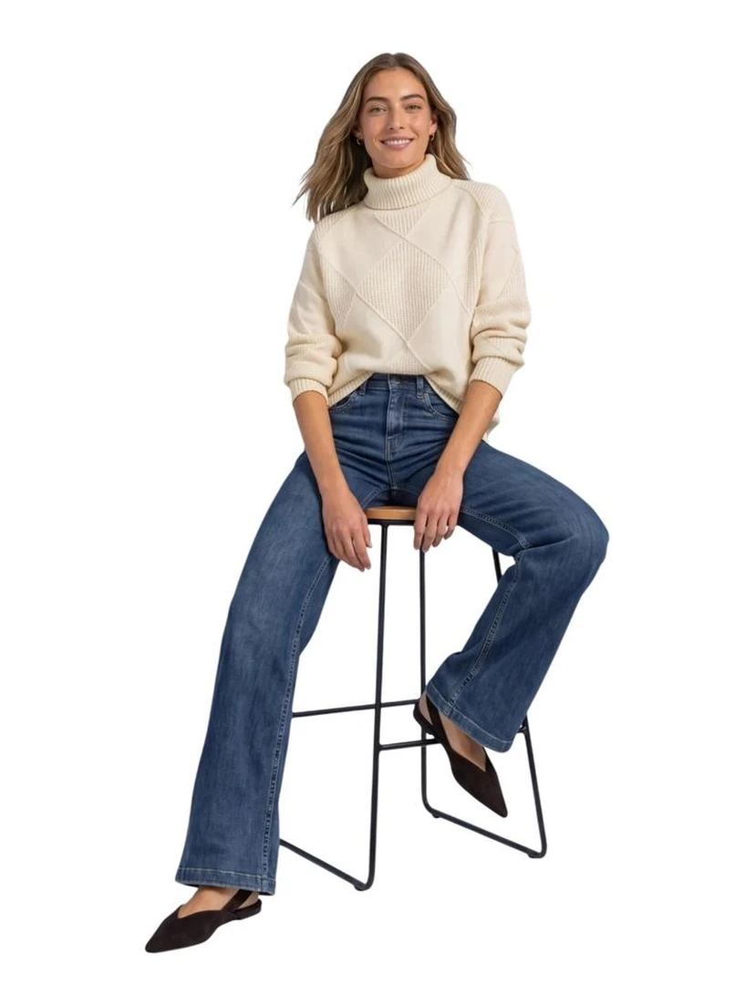 Cream Viscose Turtleneck