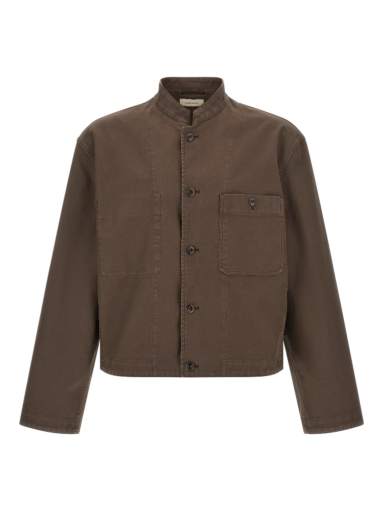 Brown Cotton Full-Length Jacket
