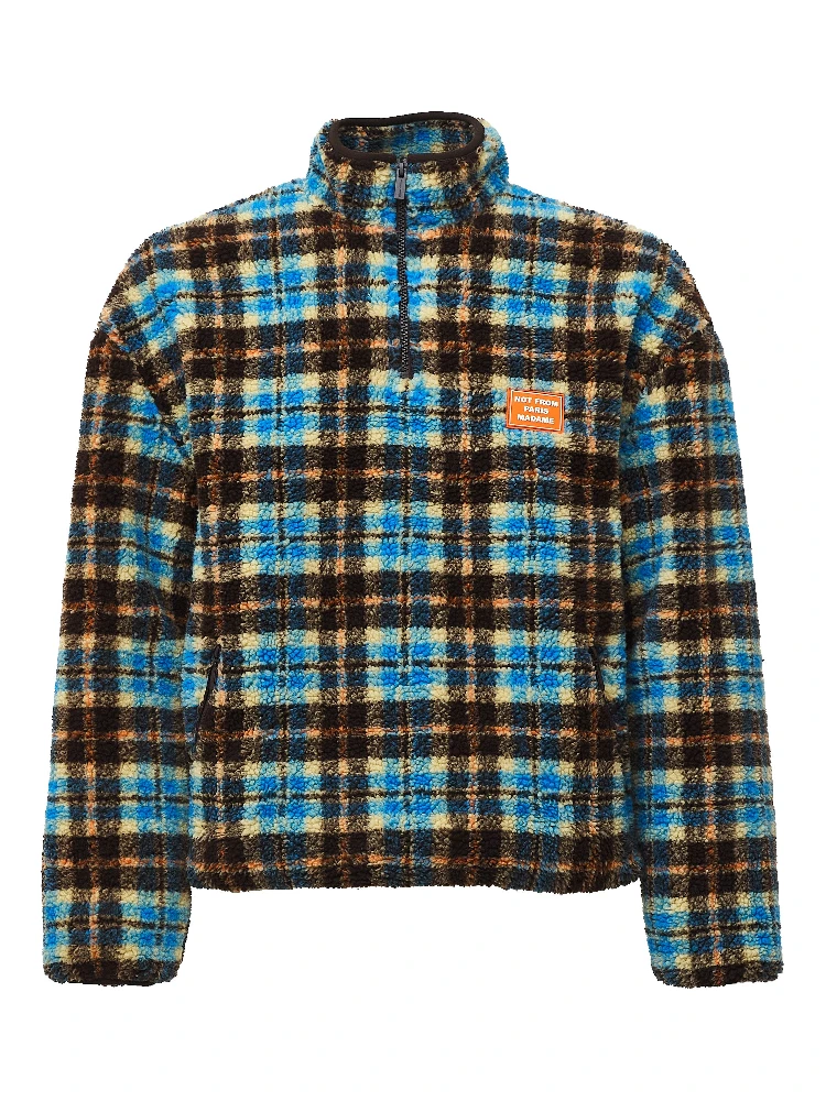 Checked Sherpa Half Zipped Jacket