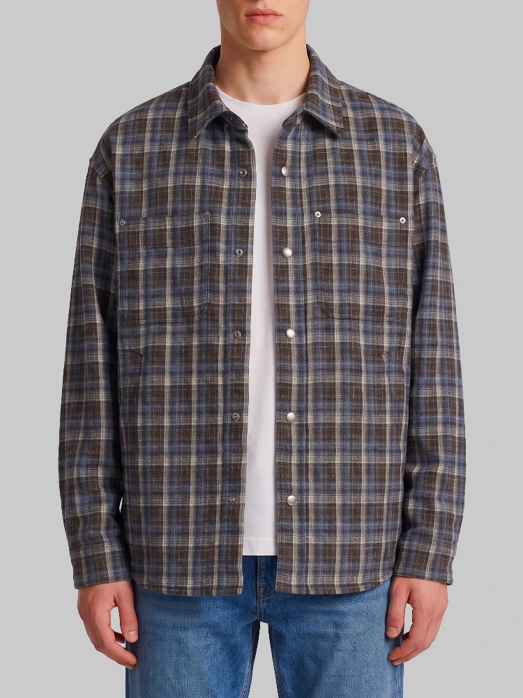 Quilted plaid flannel overshirt