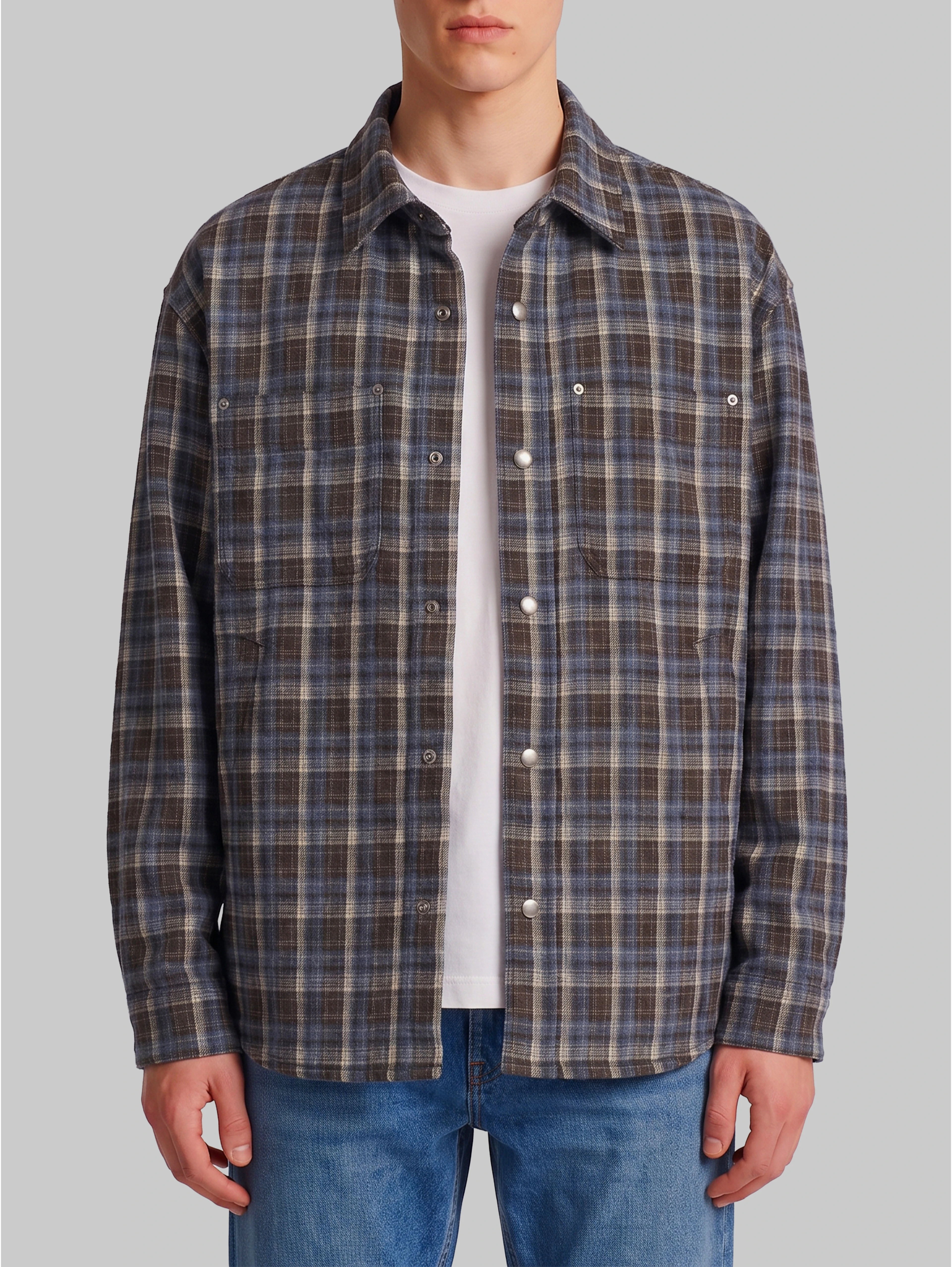 Quilted plaid flannel overshirt