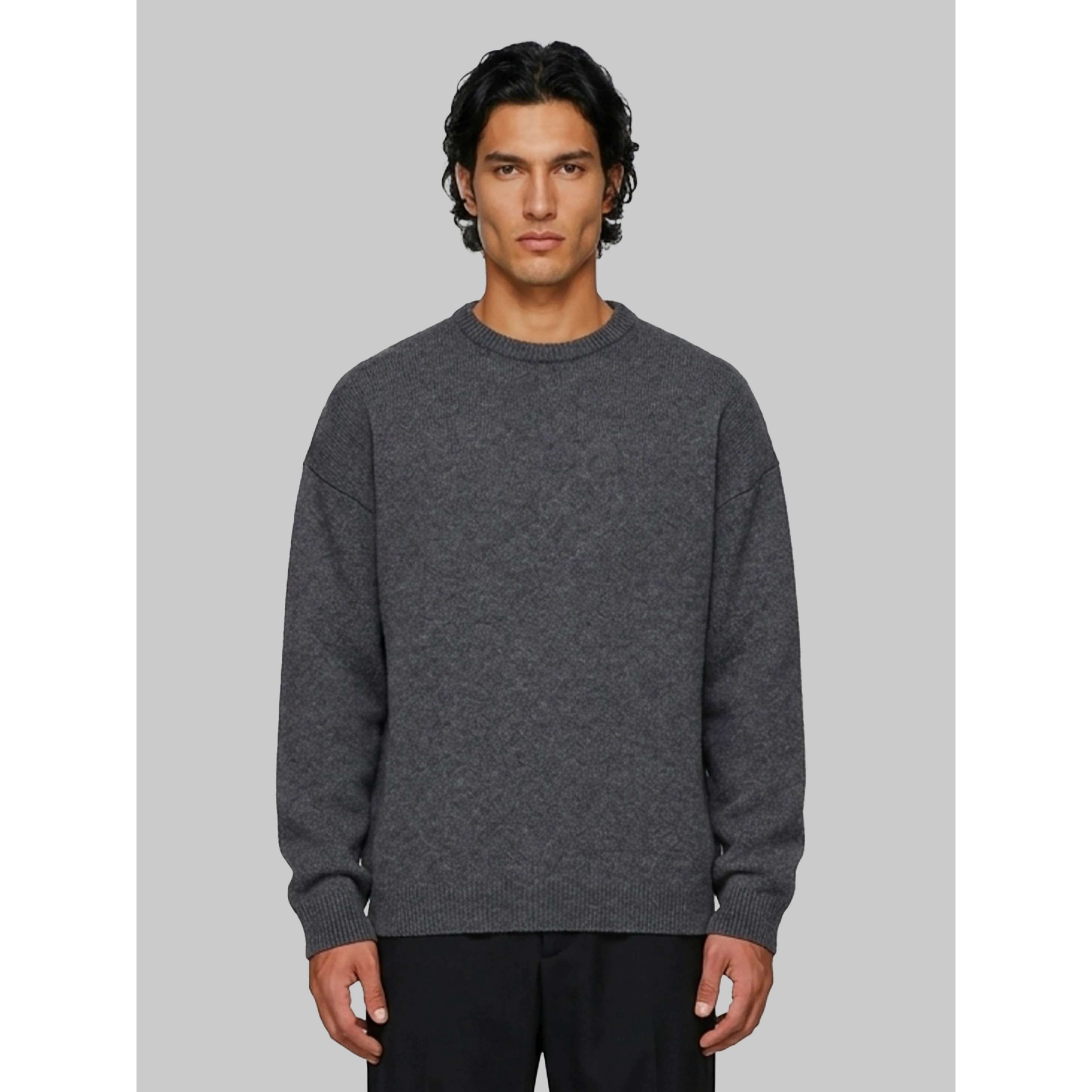 Anthracite crew-neck sweater