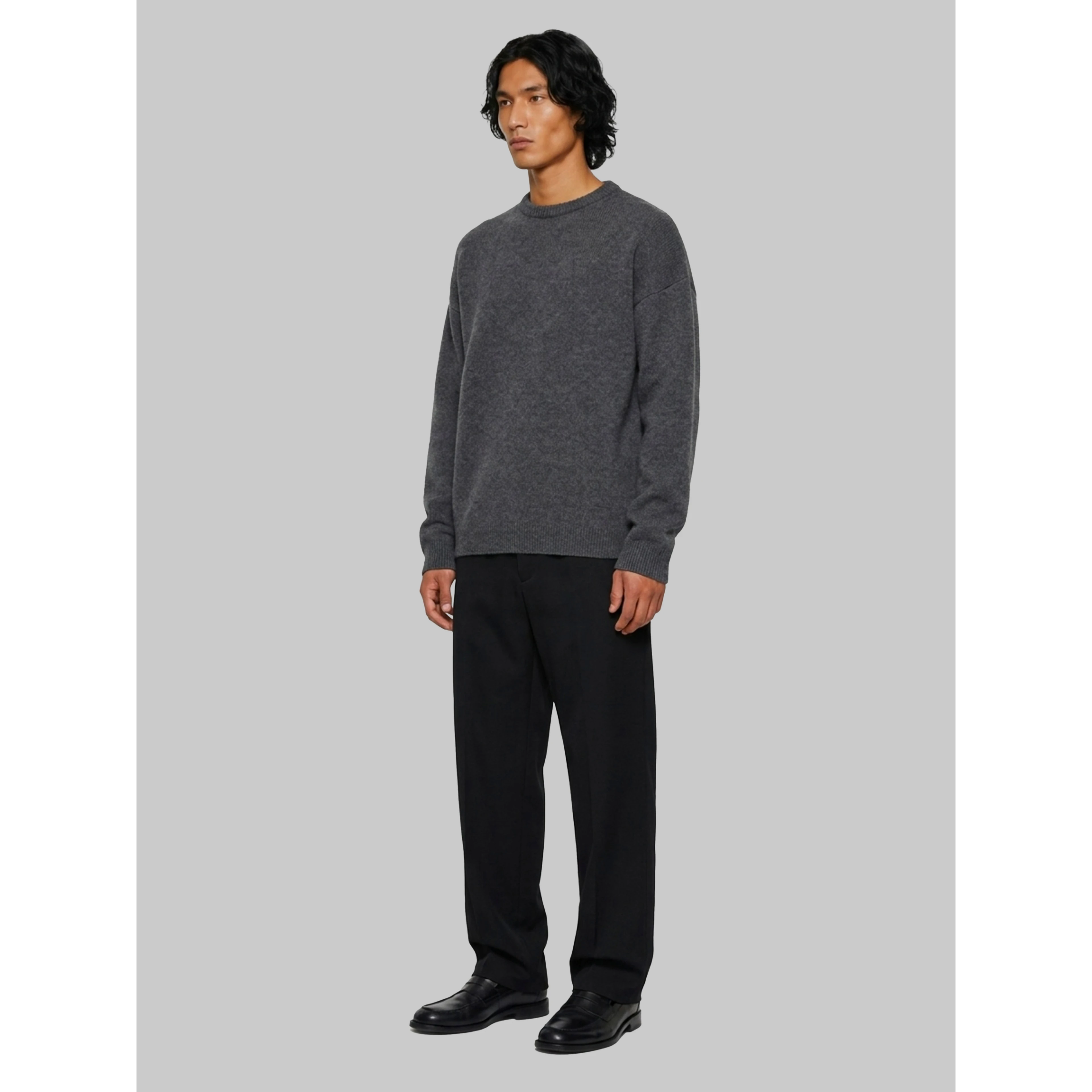 Anthracite crew-neck sweater