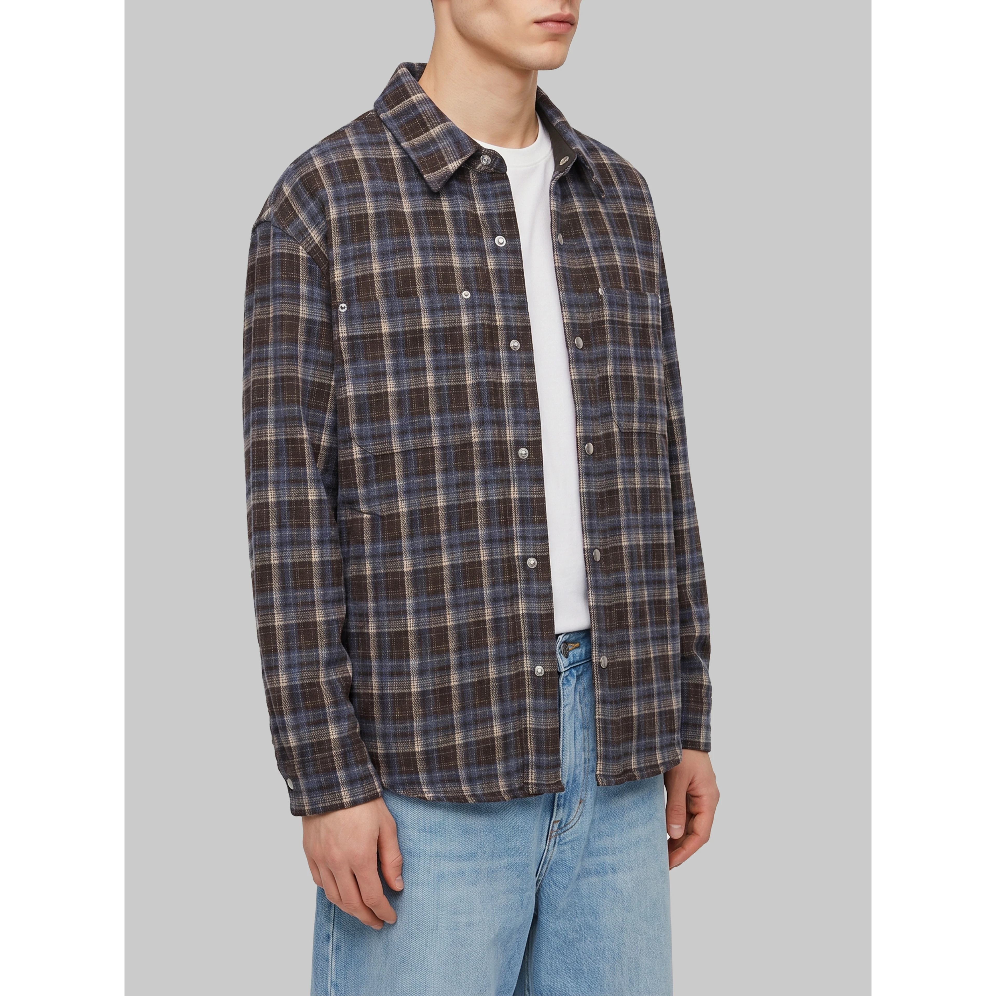 Quilted plaid flannel overshirt