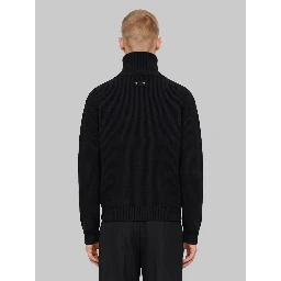 High-neck cotton blend cardigan