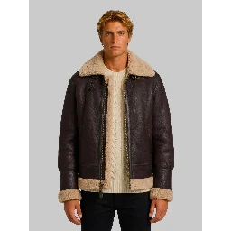 Cordovan shearling aviator bomber