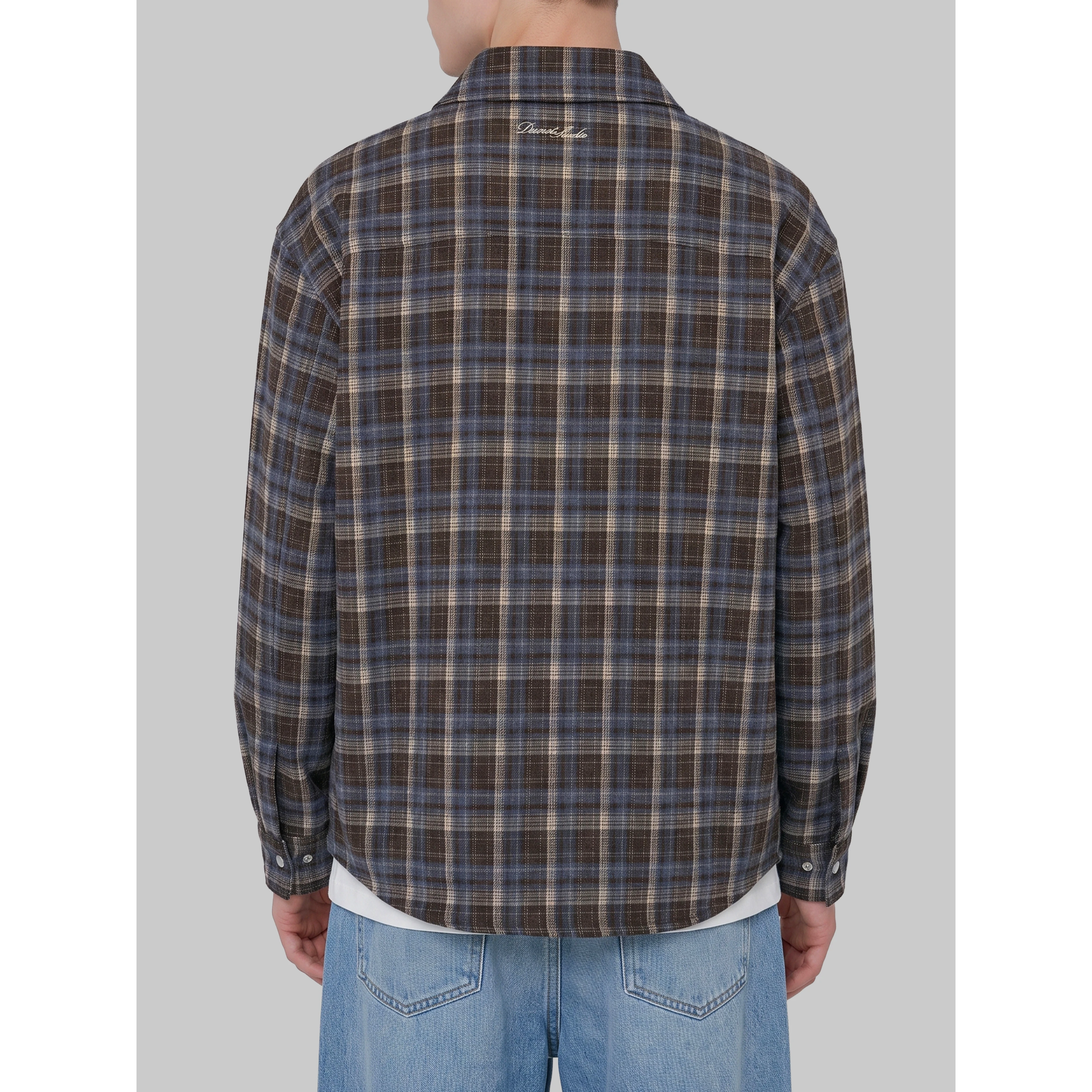 Quilted plaid flannel overshirt