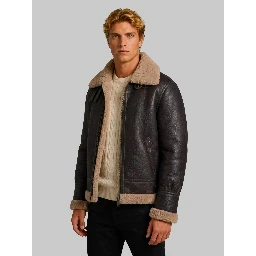 Cordovan shearling aviator bomber