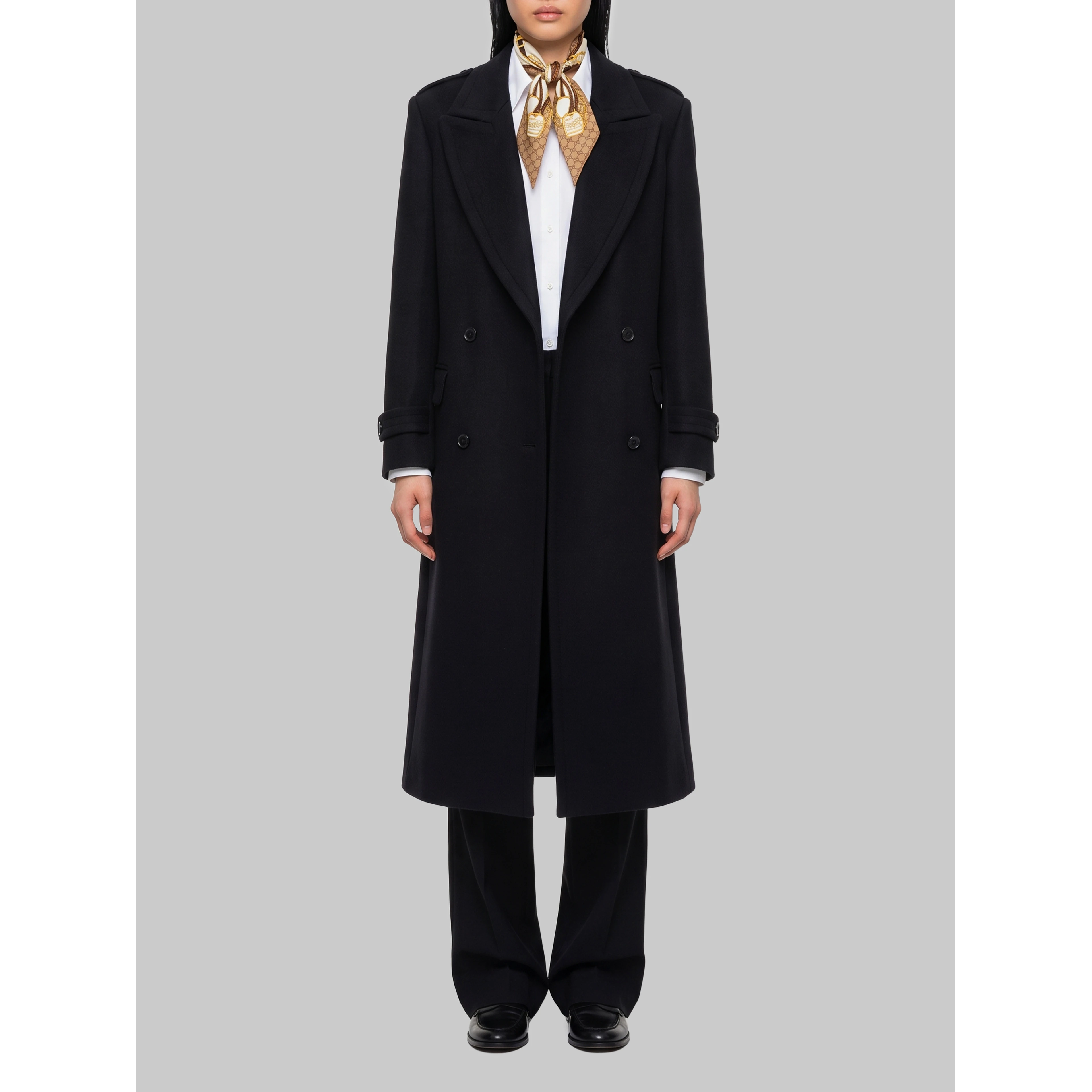 Black double-breasted coat