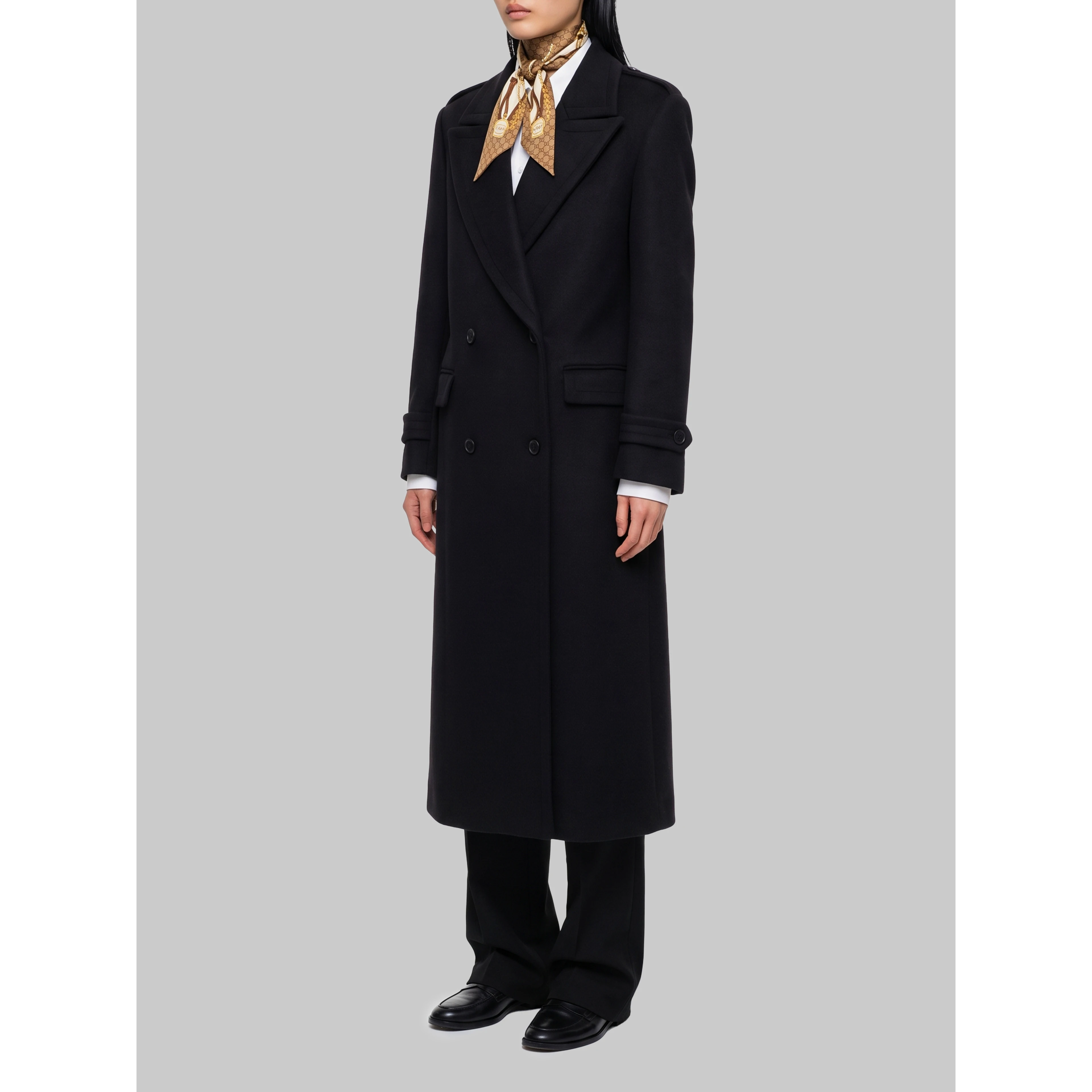 Black double-breasted coat