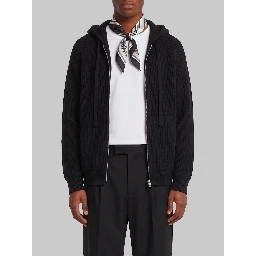 Black hooded knit cardigan