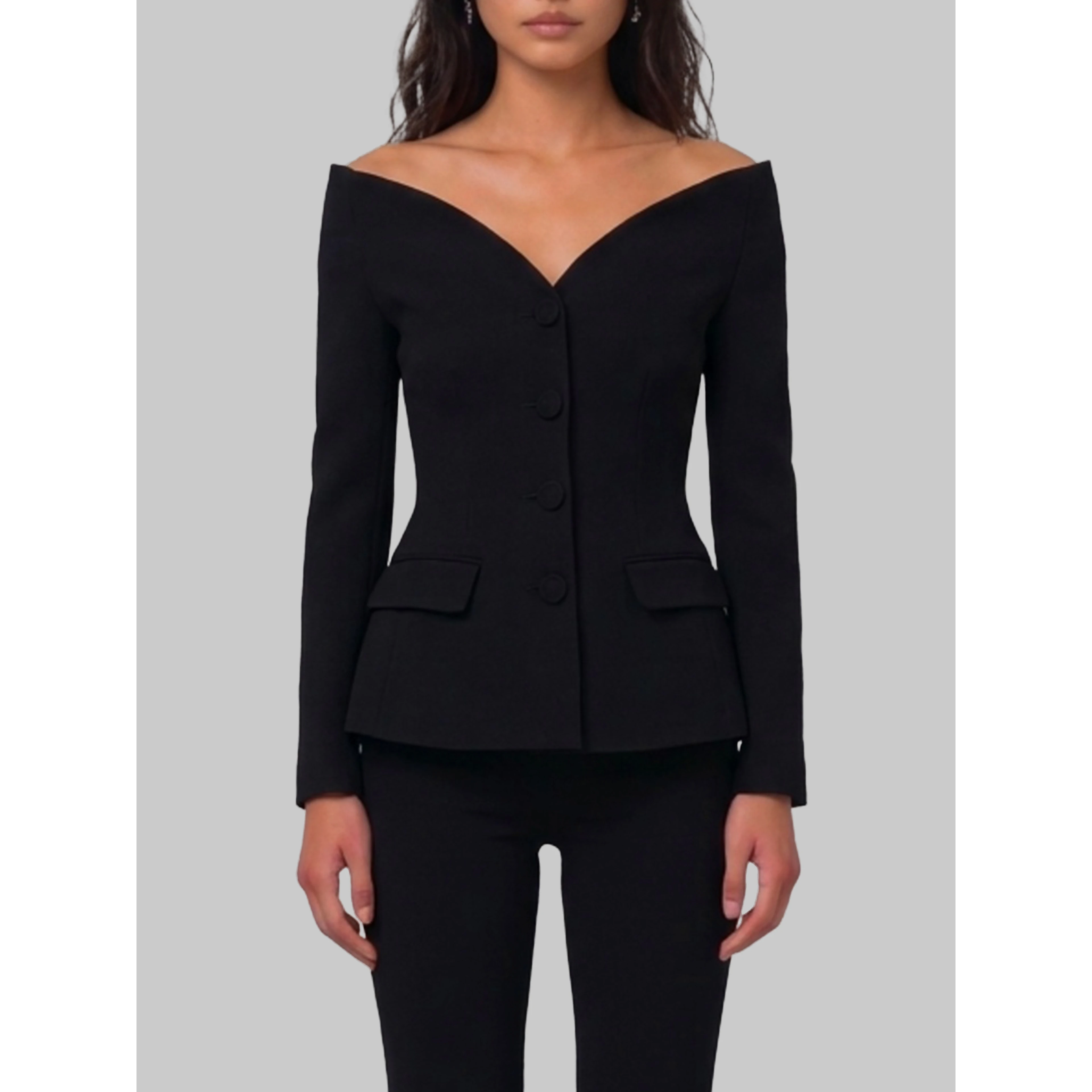 Black wool crepe jacket