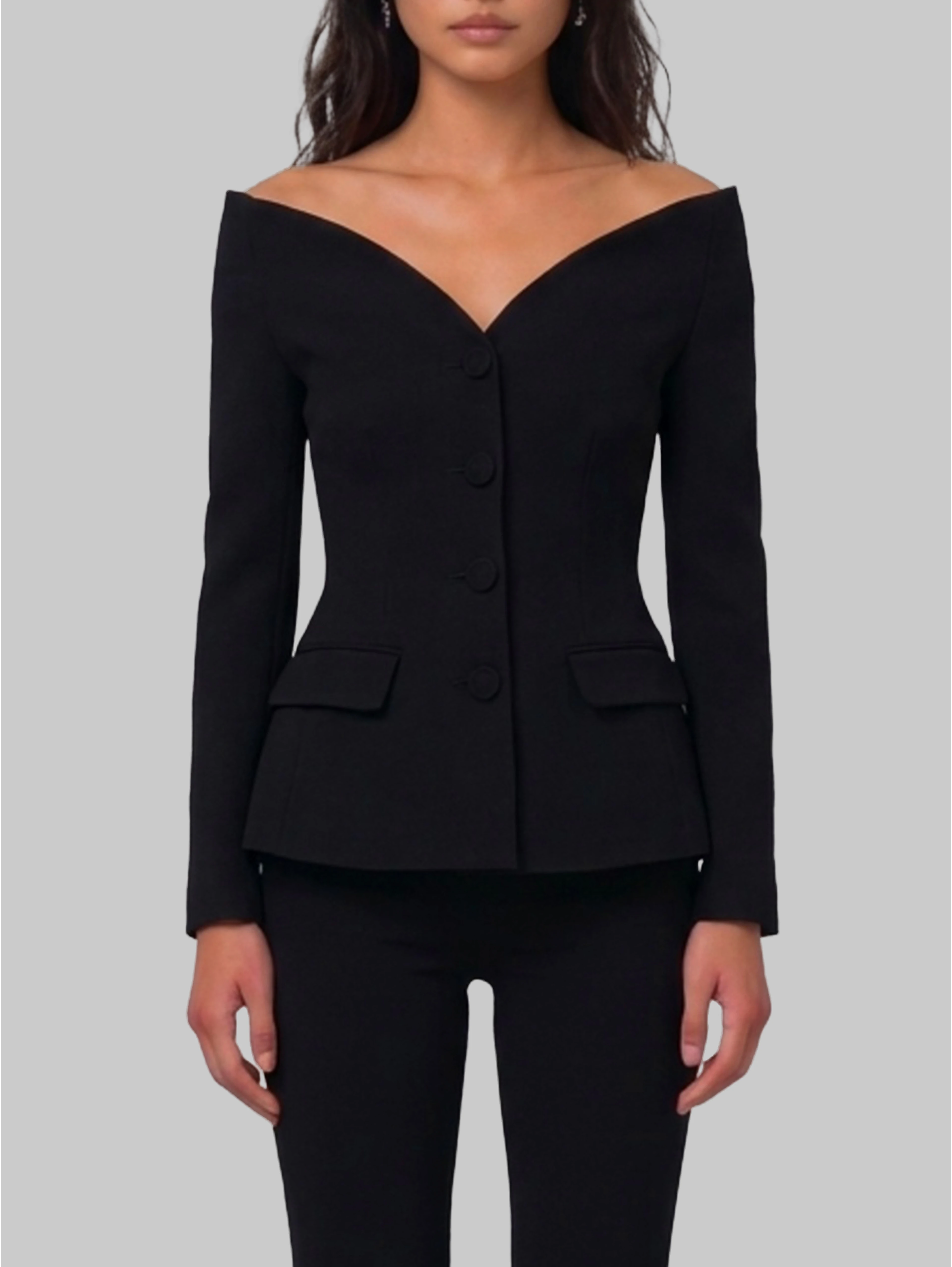 Black wool crepe jacket