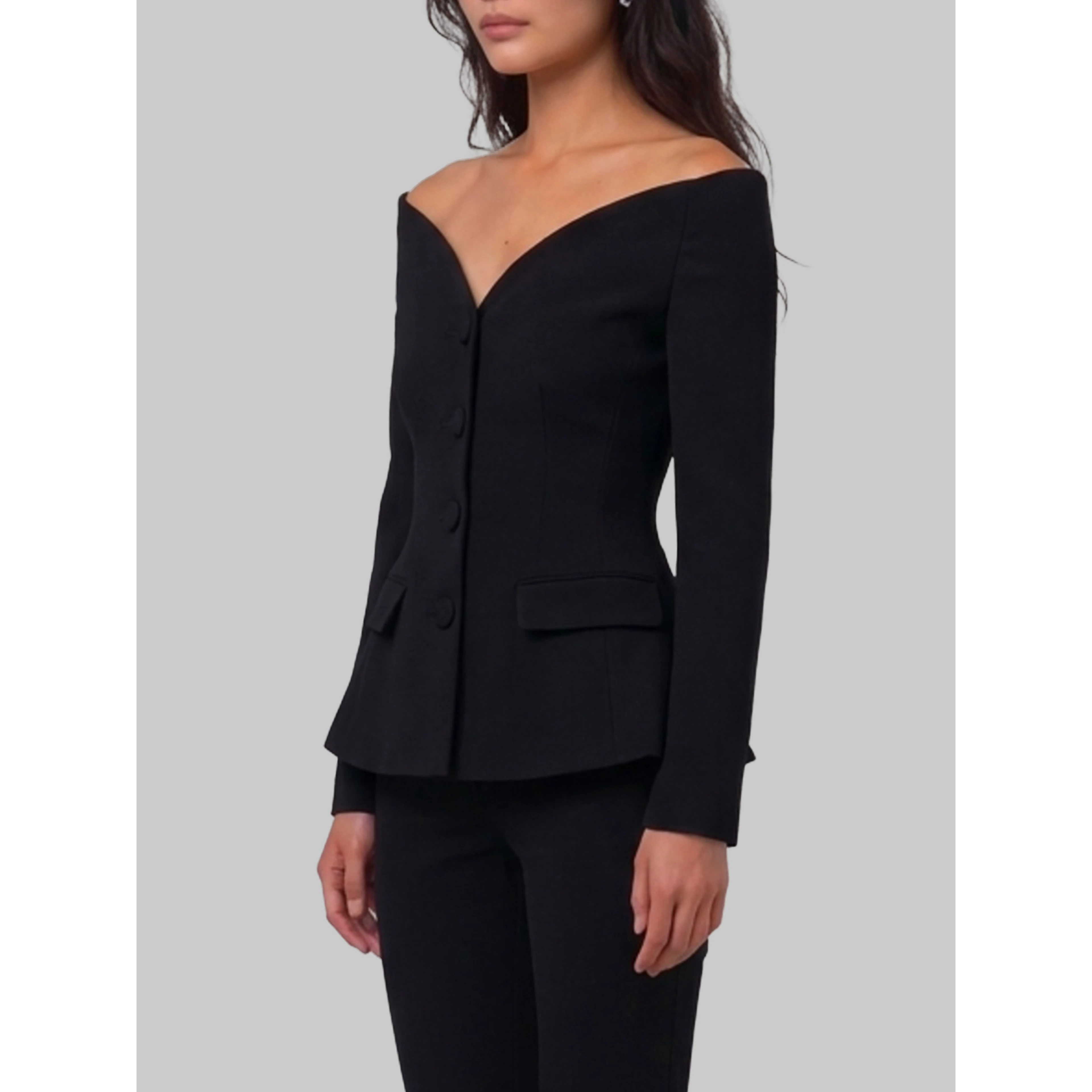 Black wool crepe jacket