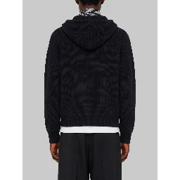 Black hooded knit cardigan