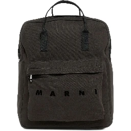 Grey Backpack with Adjustable Straps and Logo Lettering on the Front in Cotton Boy