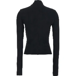 Gary Jacket with High Collar and Asymmetrical Zip Closure in Black Viscose Blend for Women