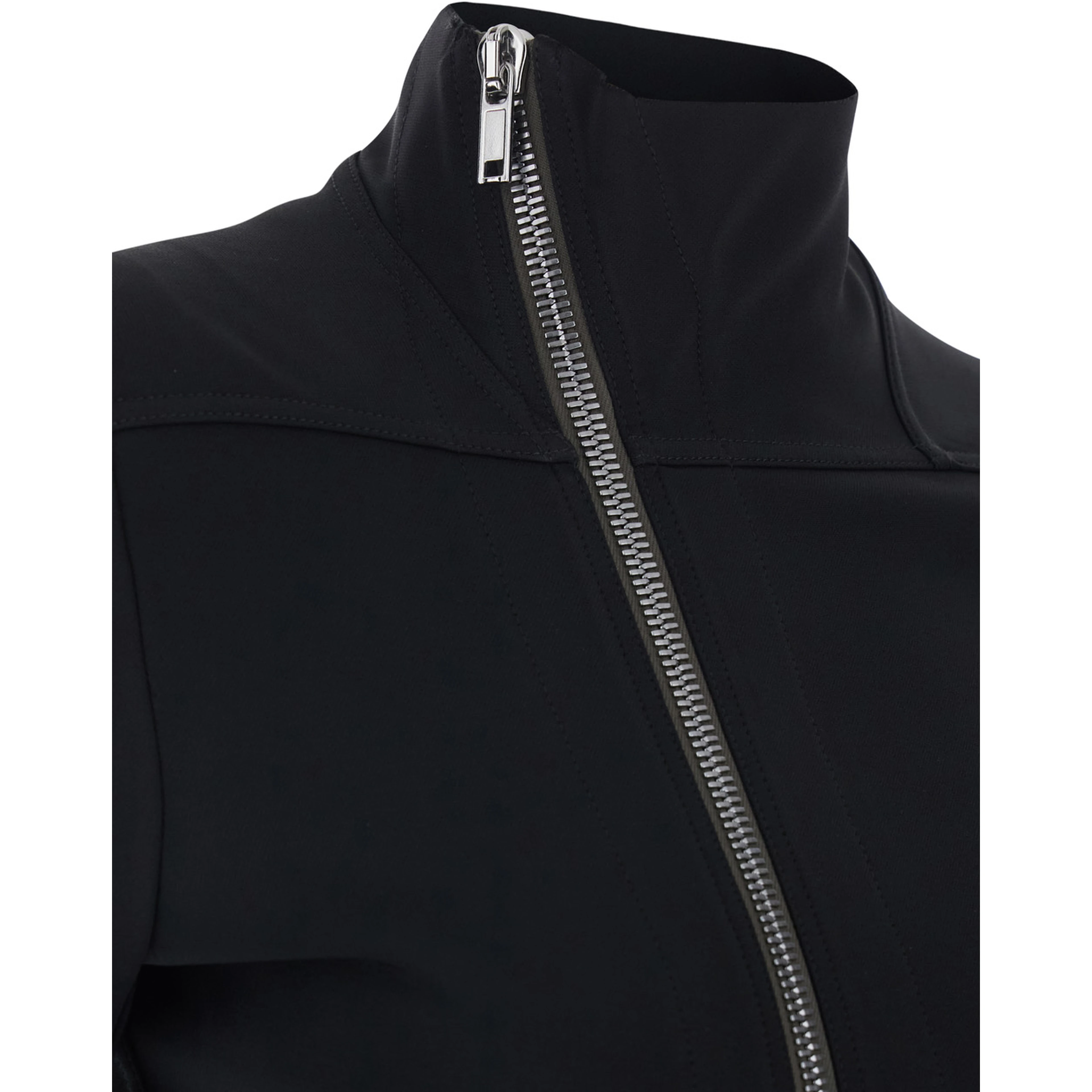 Gary Jacket with High Collar and Asymmetrical Zip Closure in Black Viscose Blend for Women