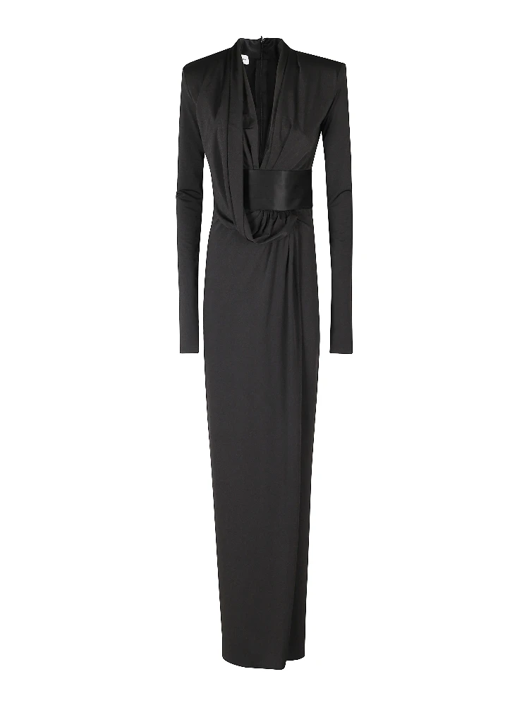 VICTORIA   TUXEDO DETAIL MAXI DRESS