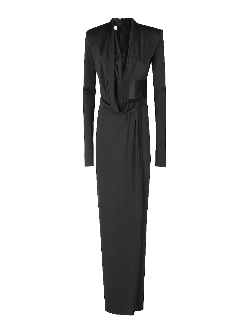 VICTORIA   TUXEDO DETAIL MAXI DRESS