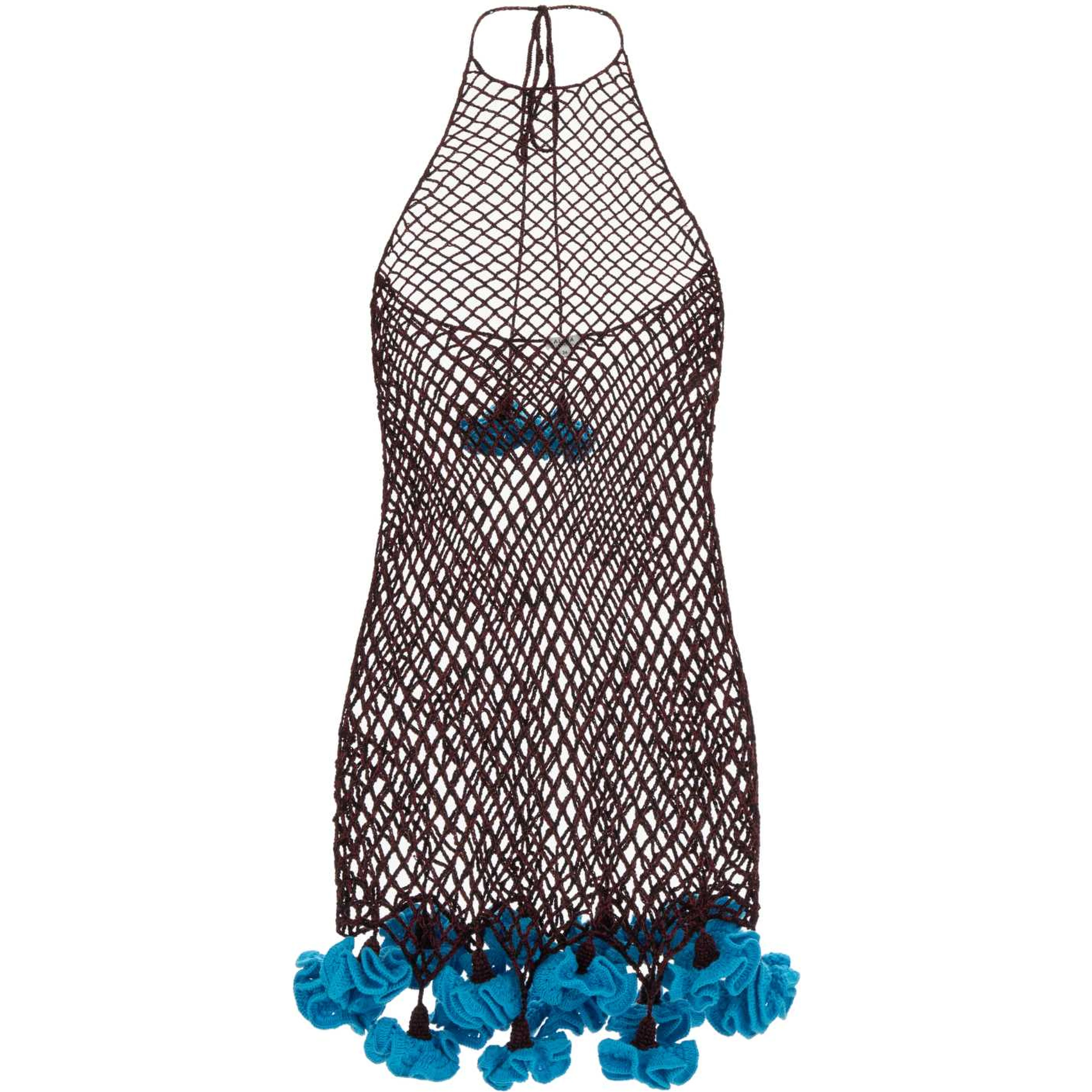 HALTER DRESS FLORAL CROCHET KNIT