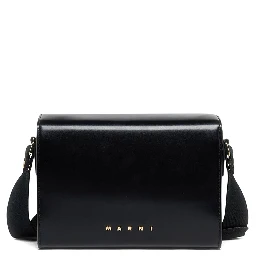 Vivian Black Shoulder bag with Adjustable Strap and Logo Lettering on the Front in Black Patent Leather Girl