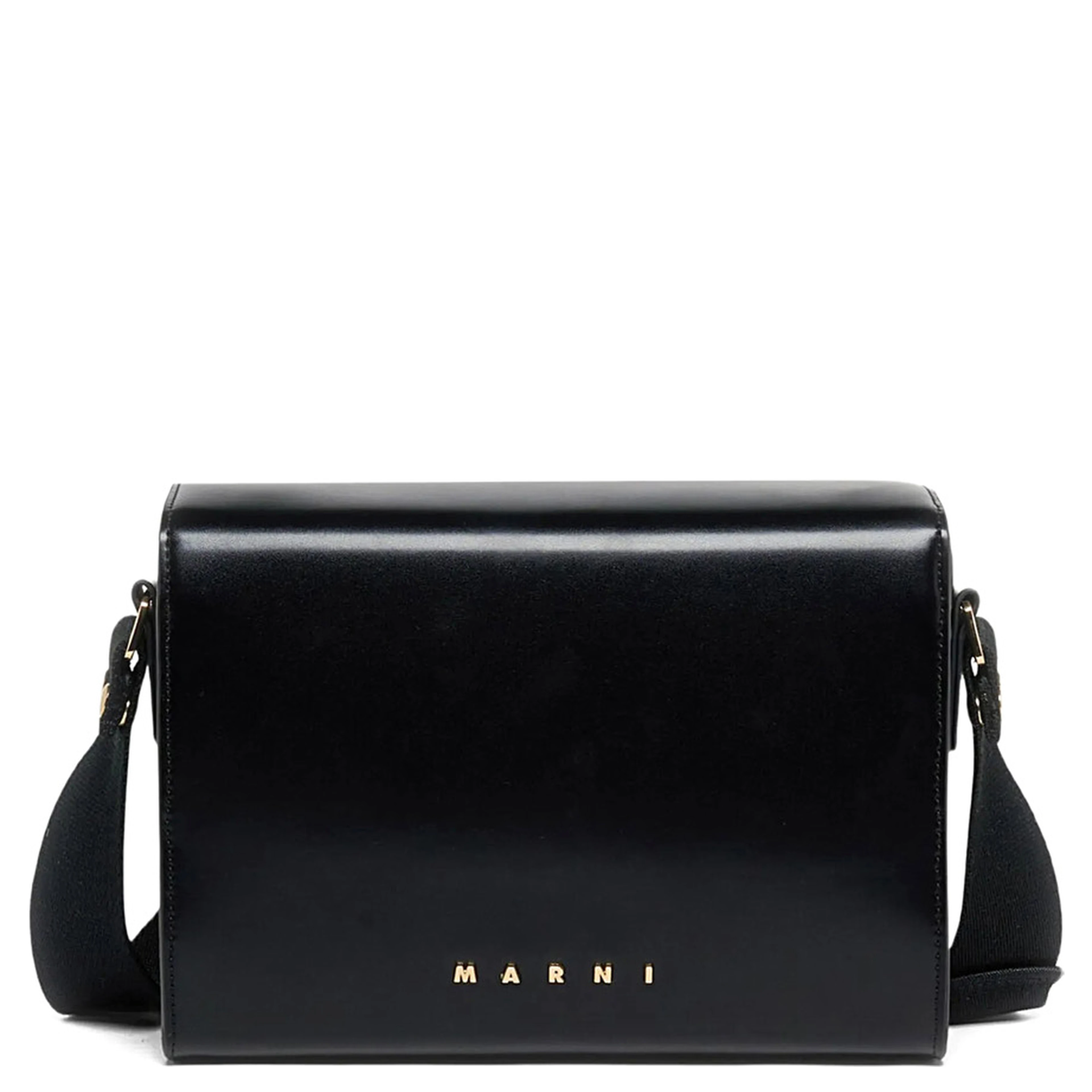 Vivian Black Shoulder bag with Adjustable Strap and Logo Lettering on the Front in Black Patent Leather Girl