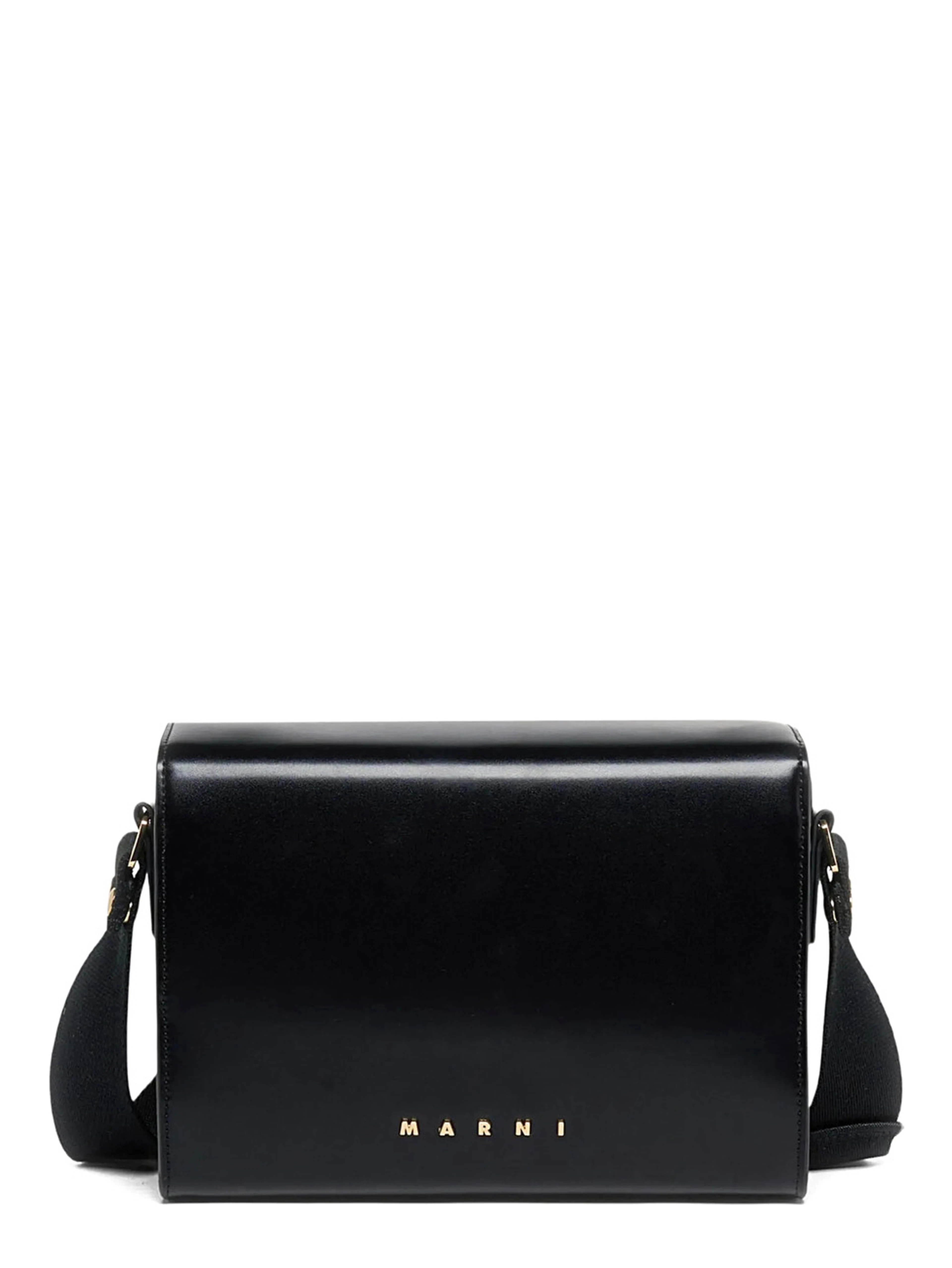 Vivian Black Shoulder bag with Adjustable Strap and Logo Lettering on the Front in Black Patent Leather Girl