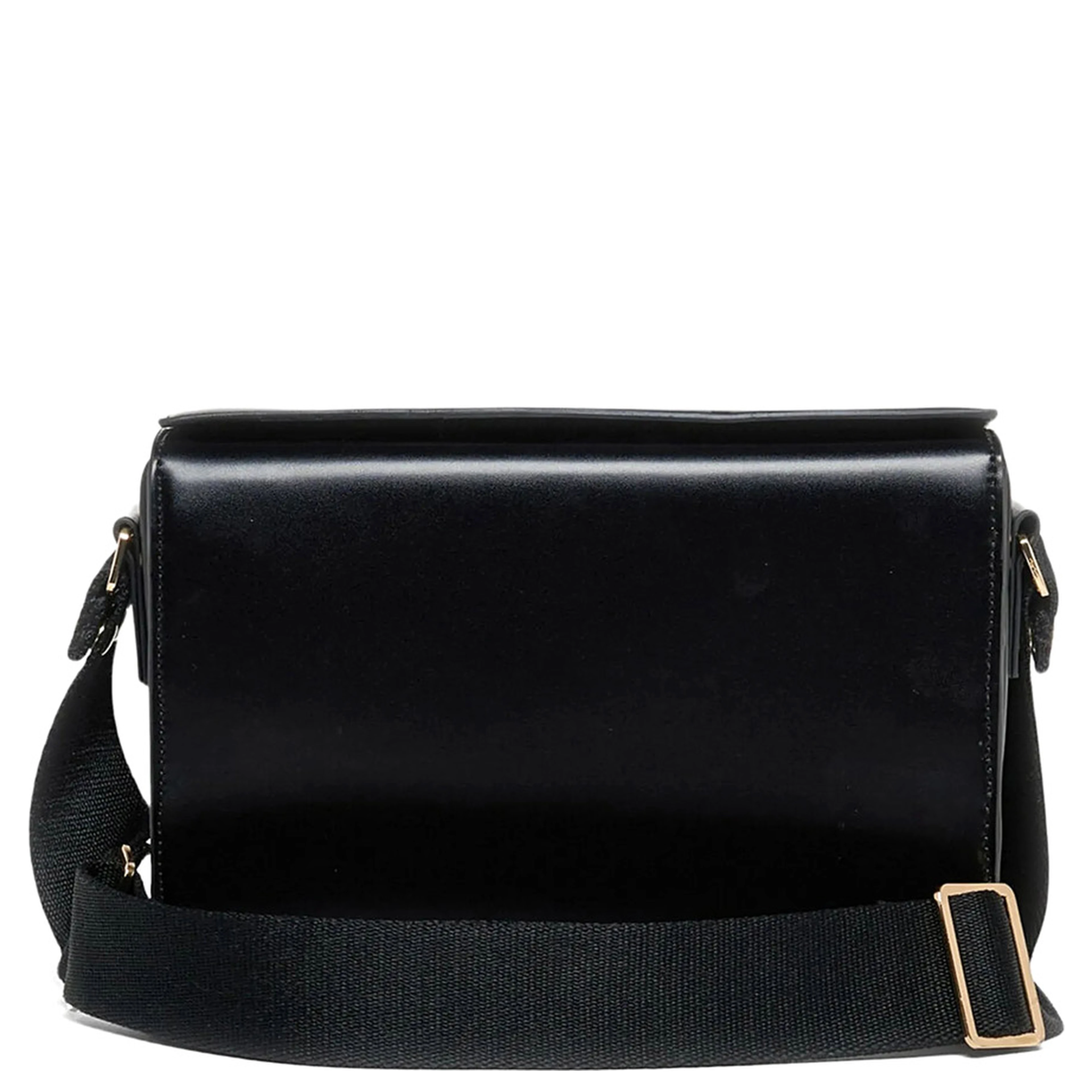 Vivian Black Shoulder bag with Adjustable Strap and Logo Lettering on the Front in Black Patent Leather Girl