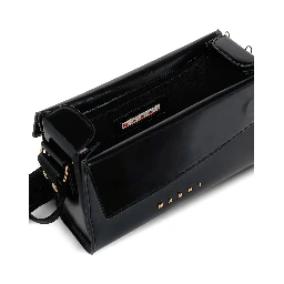 Vivian Black Shoulder bag with Adjustable Strap and Logo Lettering on the Front in Black Patent Leather Girl