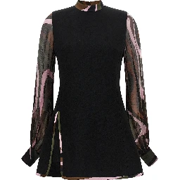 Black Viscose Short Dress