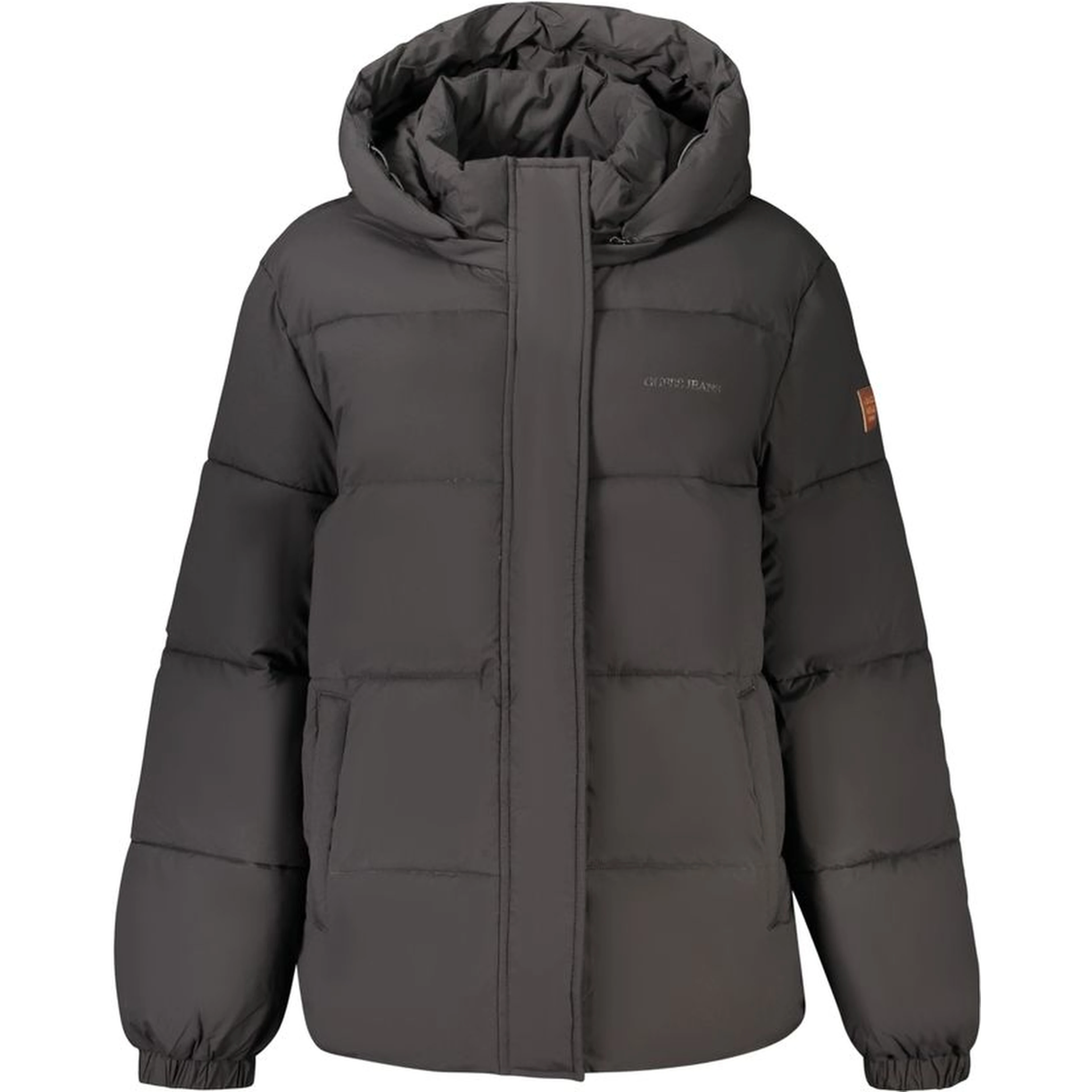 Black Polyester Women Jacket with Removable Hood