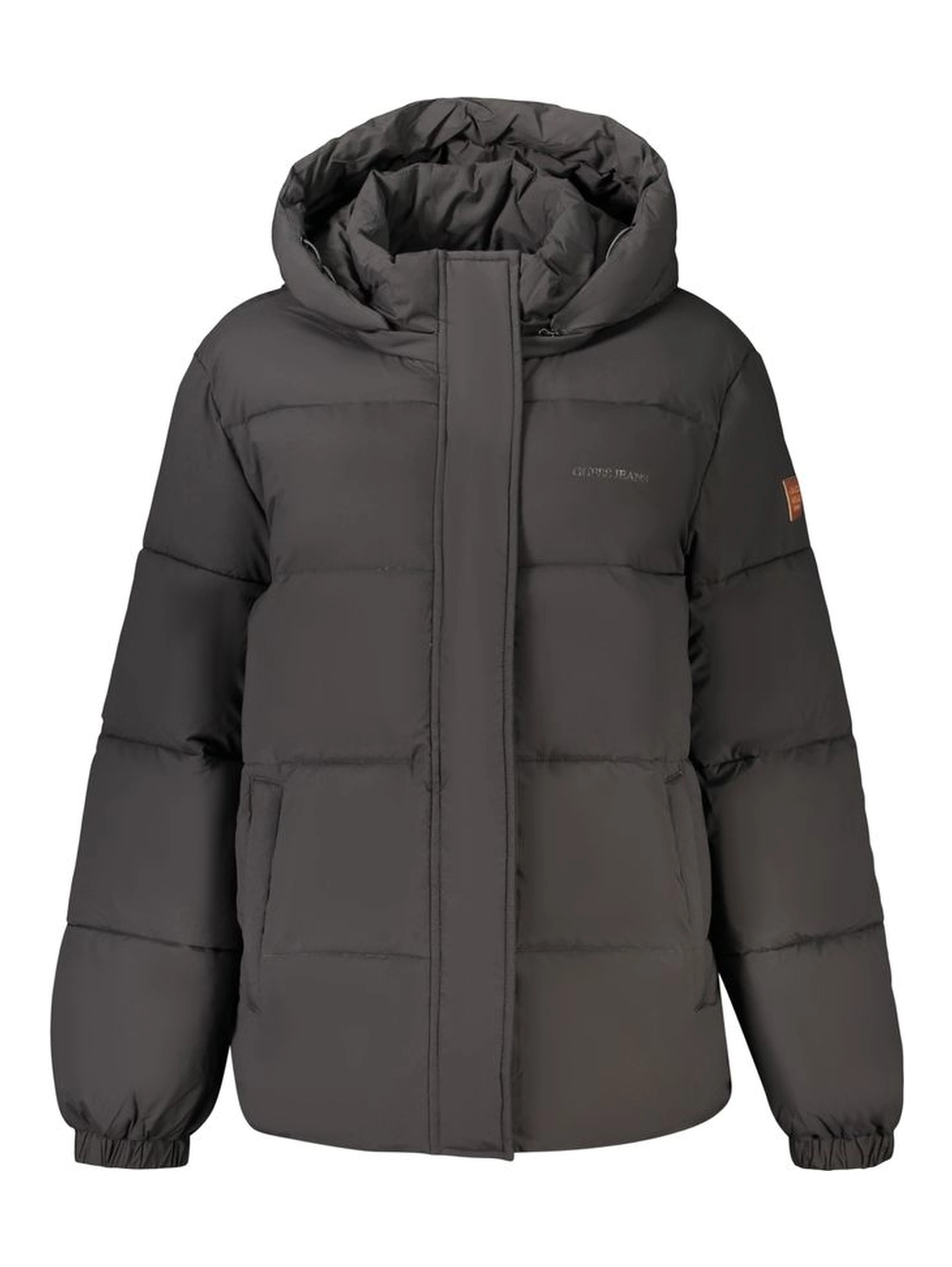 Black Polyester Women Jacket with Removable Hood