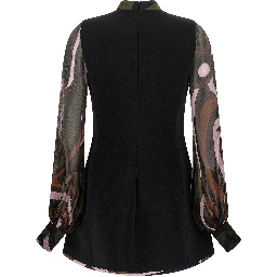 Black Viscose Short Dress