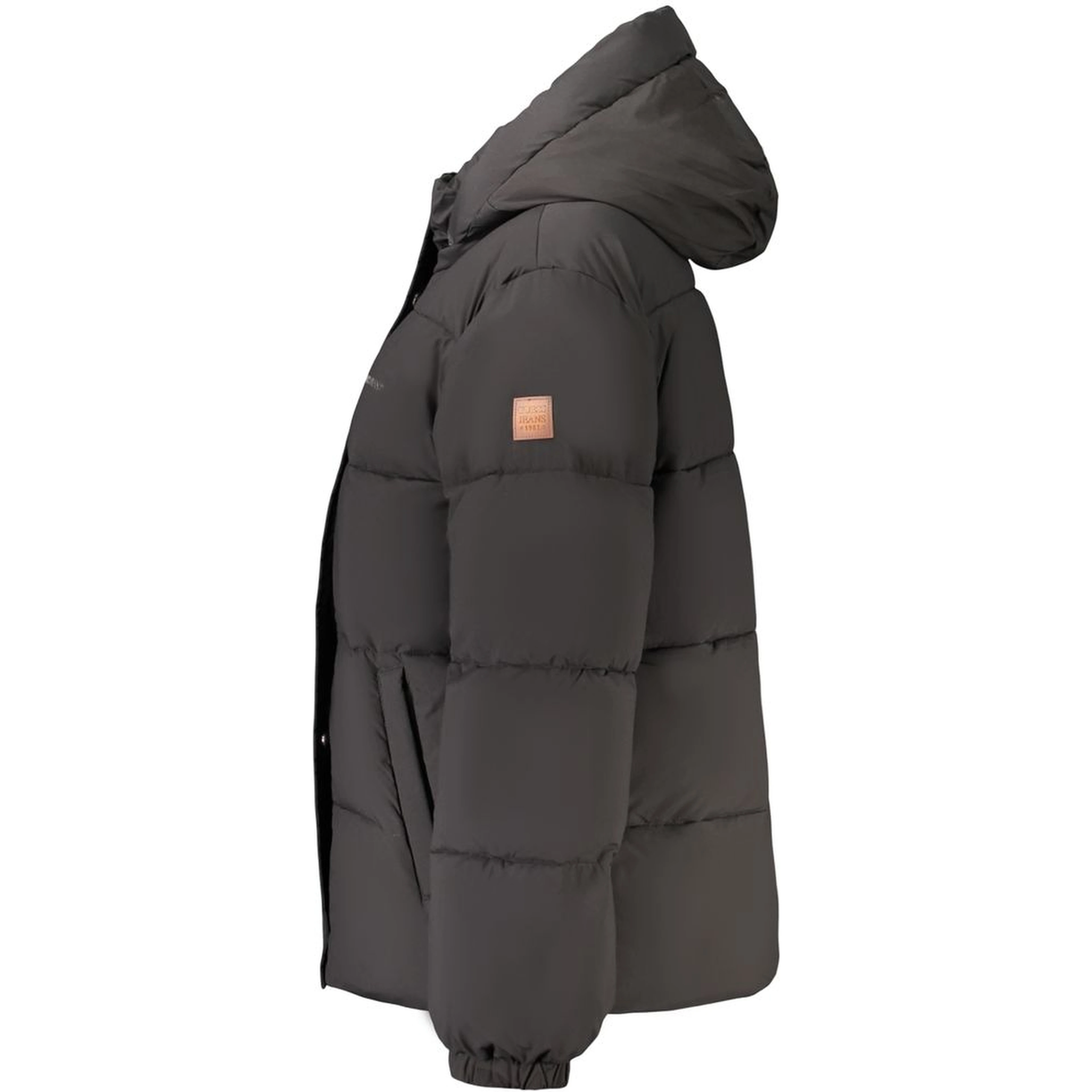 Black Polyester Women Jacket with Removable Hood
