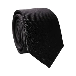 Black Solid 100% Silk Adjustable Men Tied Necktie Tie