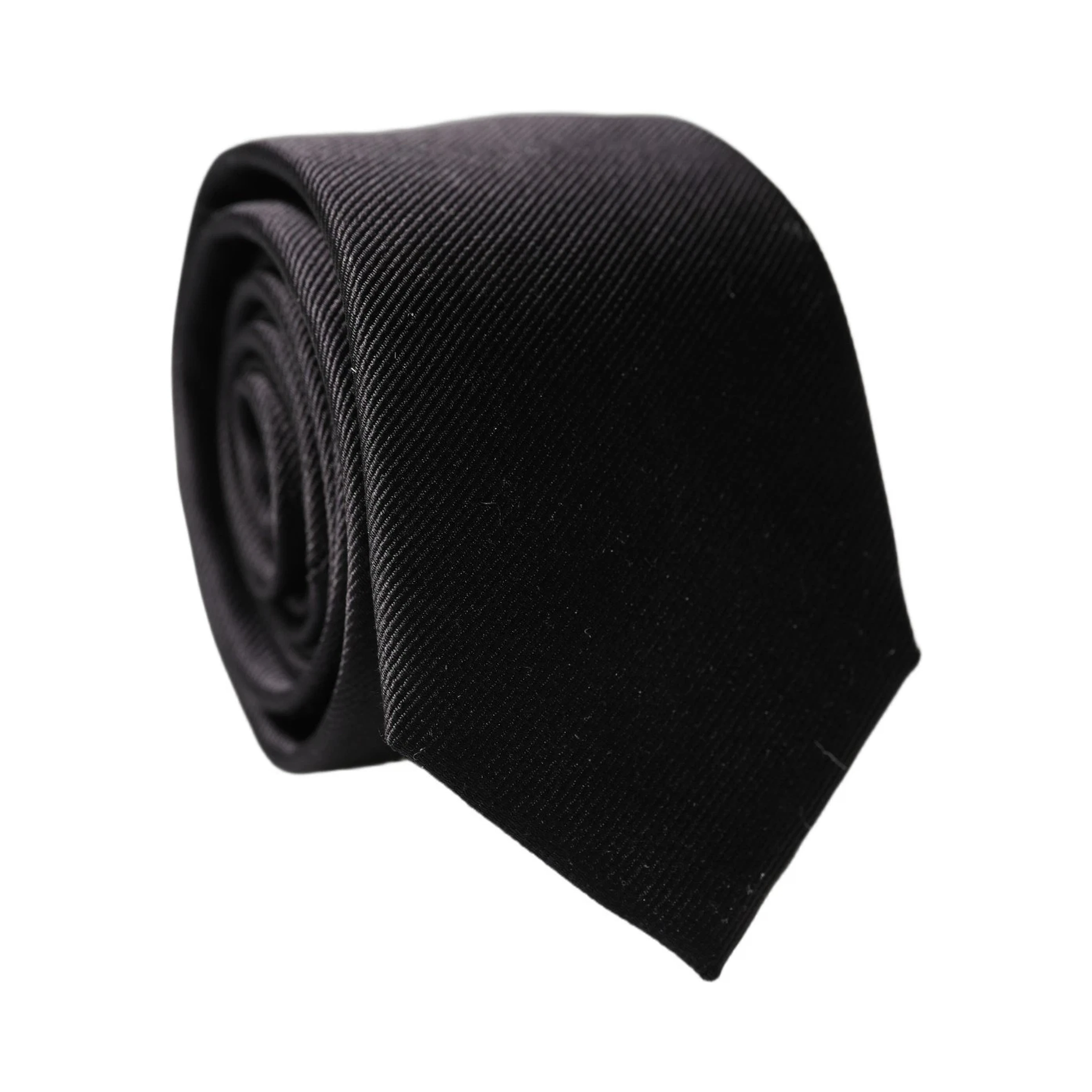 Black Solid 100% Silk Adjustable Men Tied Necktie Tie