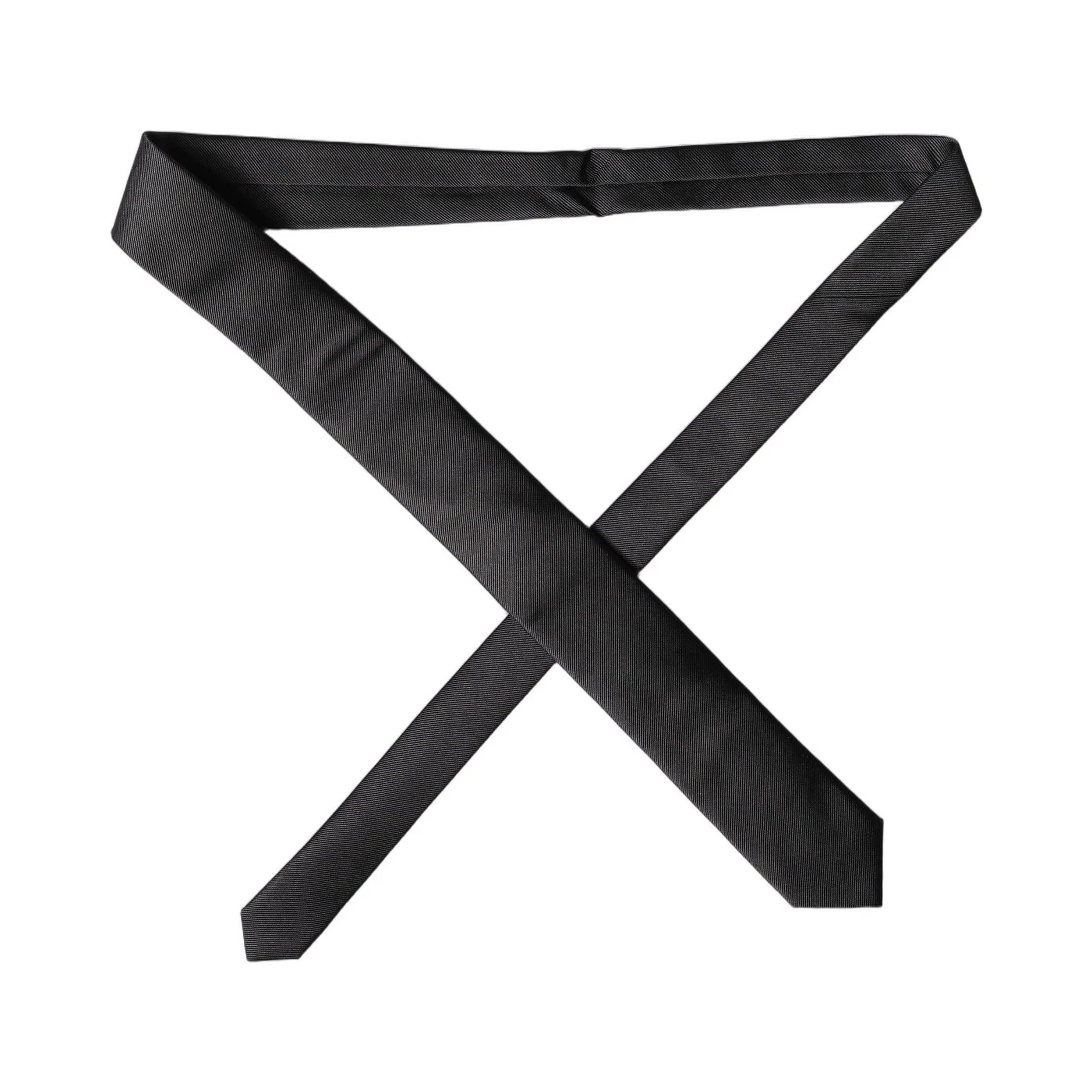 Black Solid 100% Silk Adjustable Men Tied Necktie Tie