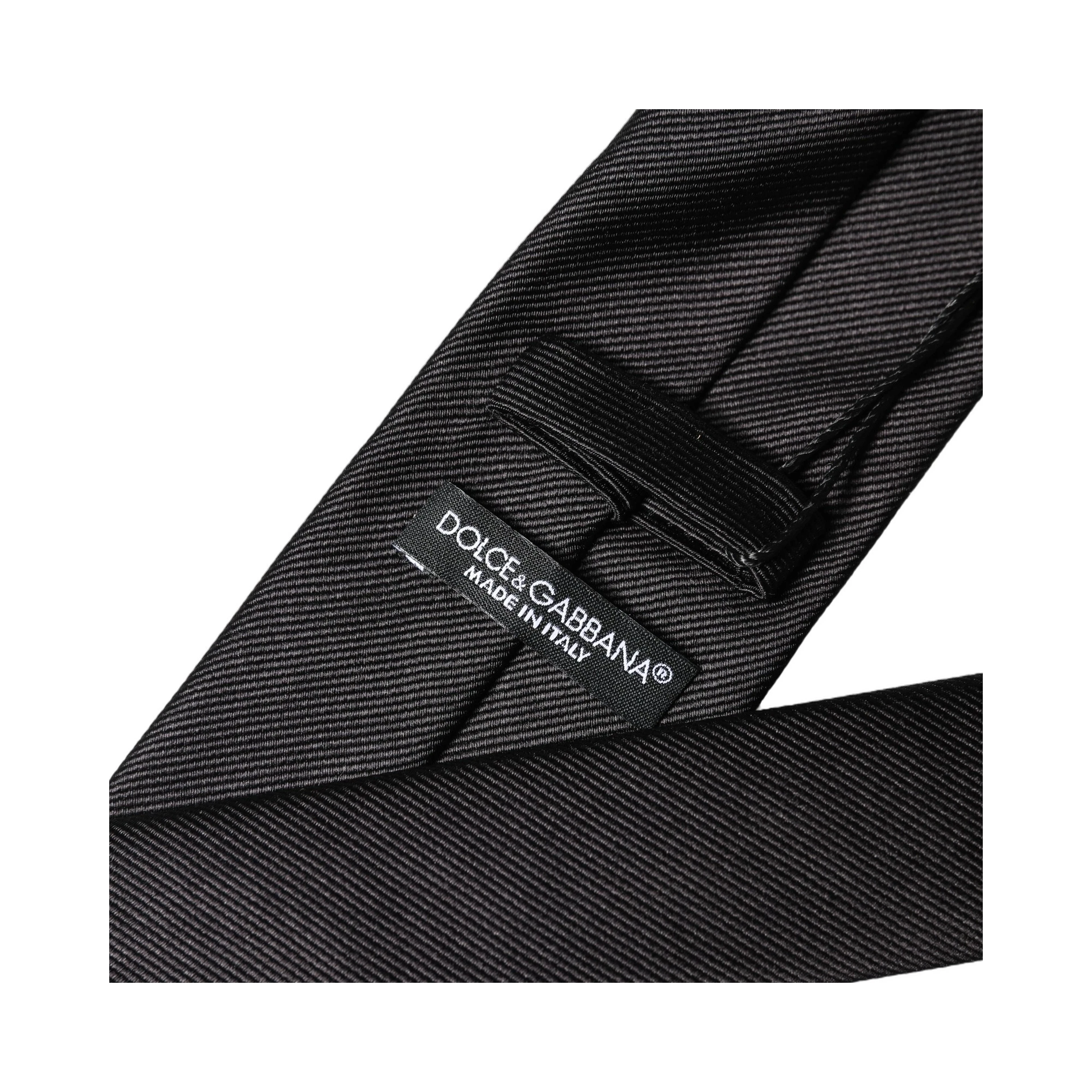 Black Solid 100% Silk Adjustable Men Tied Necktie Tie