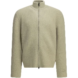 Zip-up sweater in bouclé wool