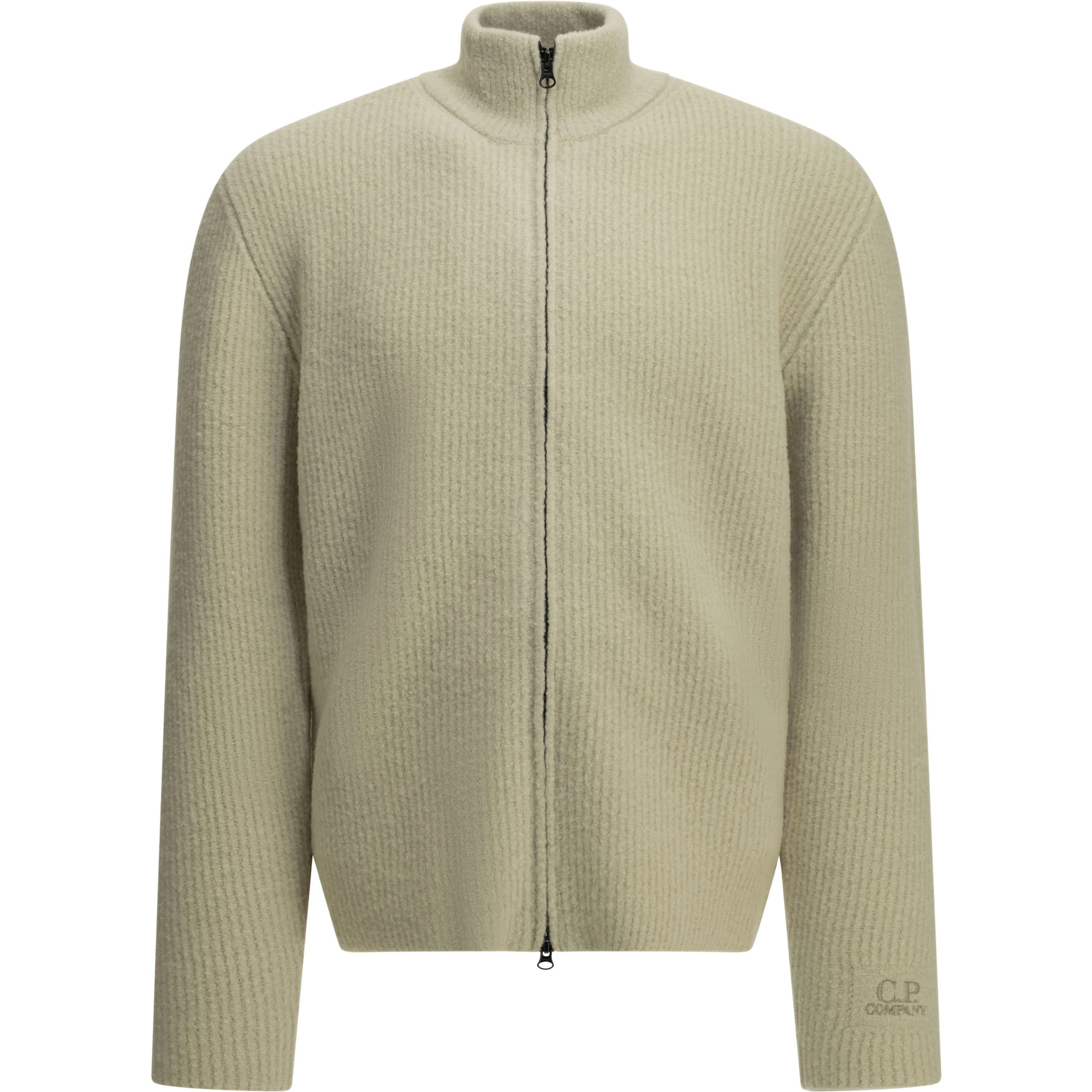 Zip-up sweater in bouclé wool