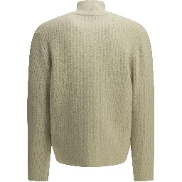 Zip-up sweater in bouclé wool