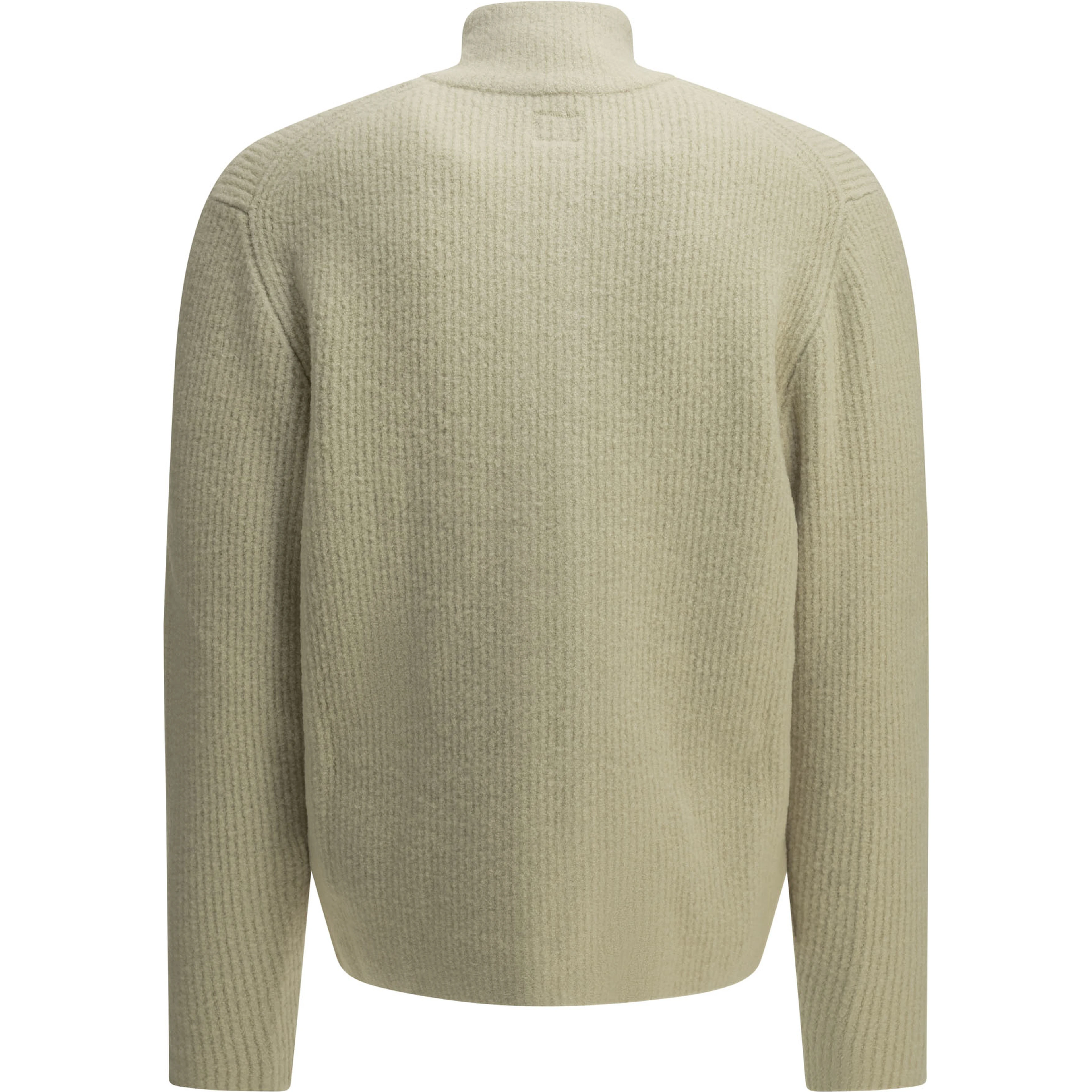 Zip-up sweater in bouclé wool